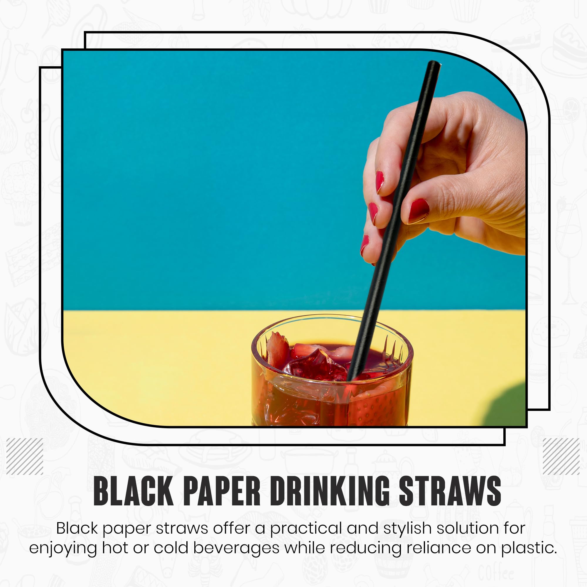 We Can Source It Ltd, Black Paper Straws (8"/200mm), Eco-Friendly, Biodegradable & Compostable - Image 2