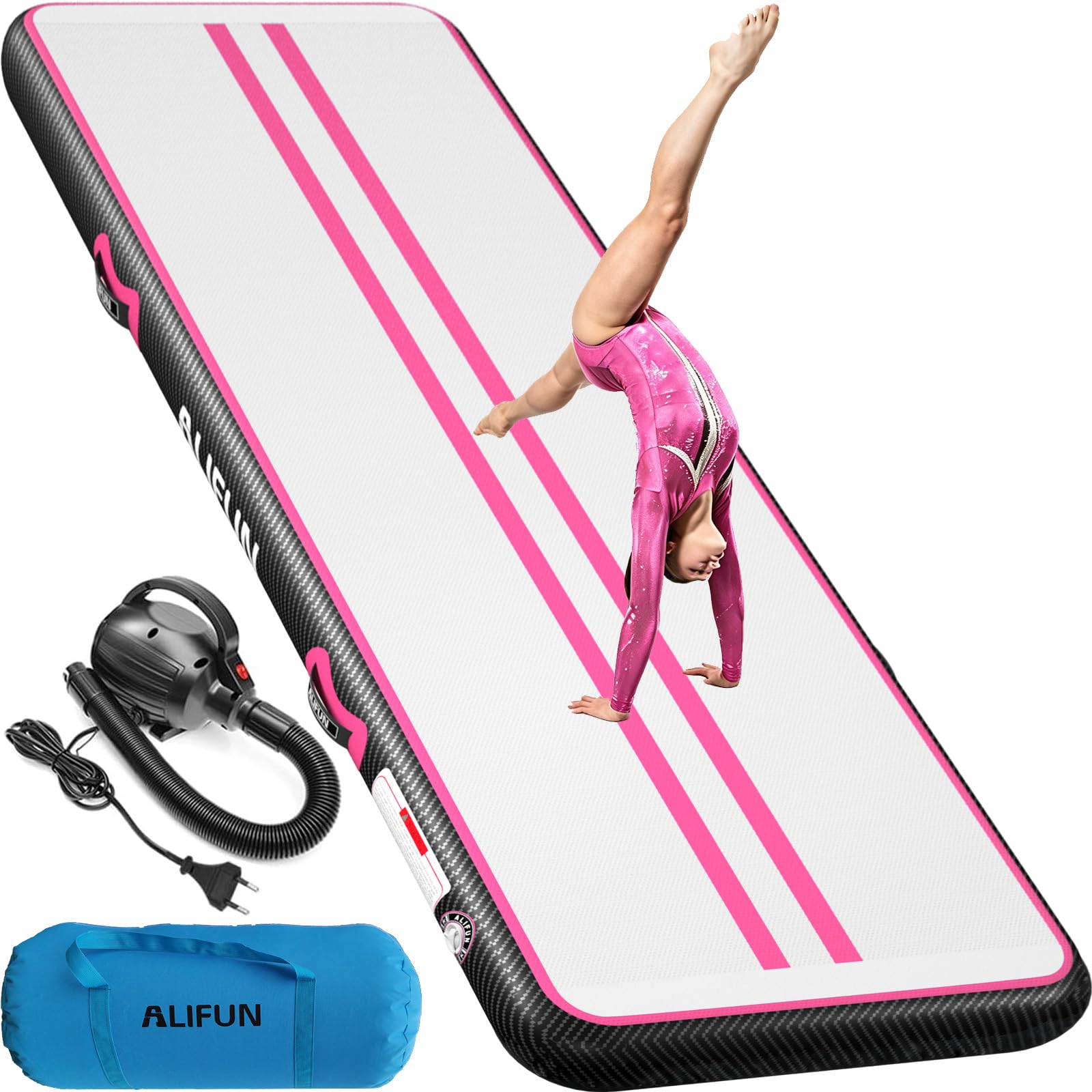 ALIFUN Inflatable Gymnastics Mat, Tumble Track, 2m 3m 4m 6m Length 10/20cm Thick Air Gymnastics Track For Kids Home Use Air Tumbling Mat for Training/Yoga/Water/dancing with Electric Air Pump