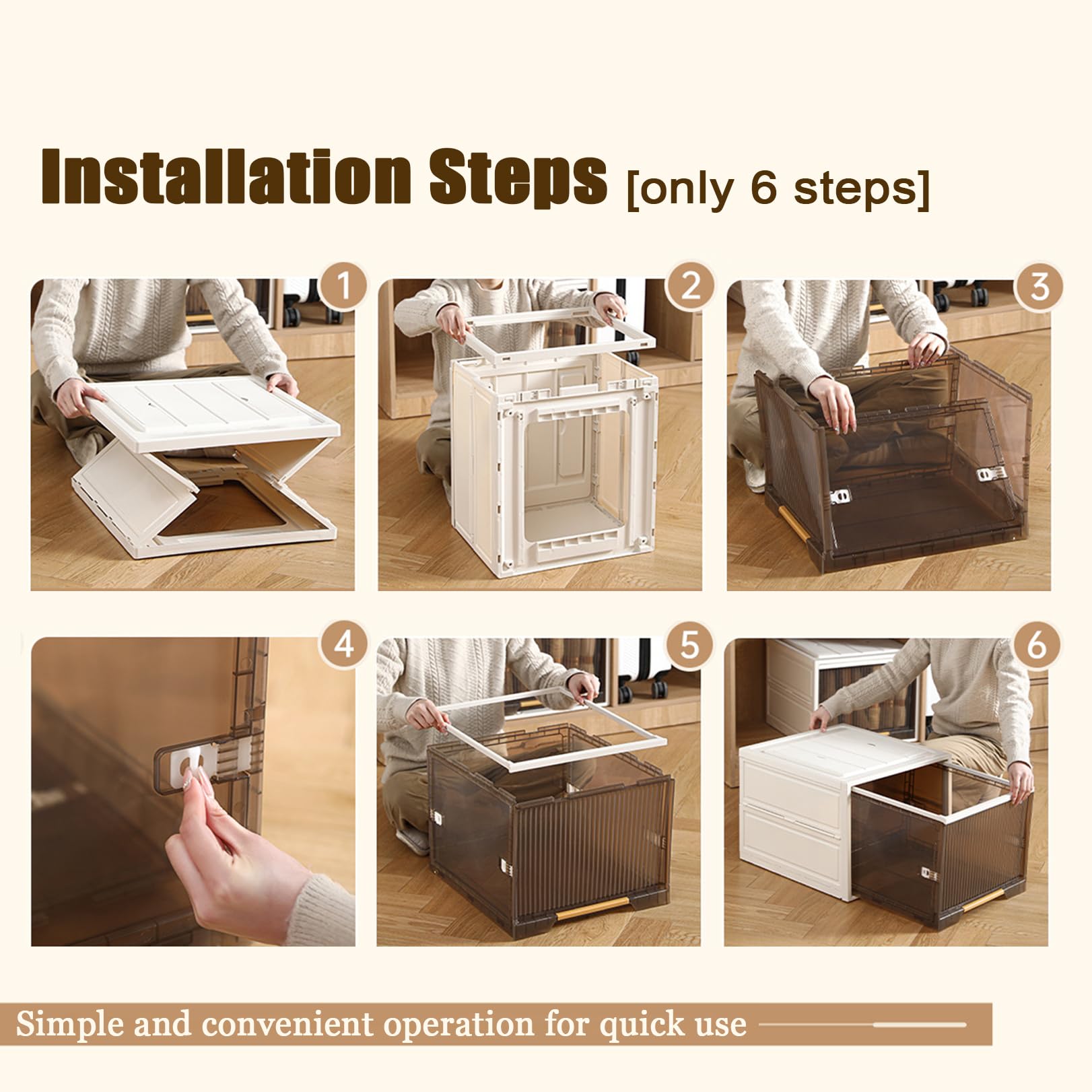 Boîte de Rangement Empilable, Organisateur Pliable, Armoire de Rangement, Boîtes à Vêtements, Organisateur De Tiroir En Plastique Pour Chambre à Coucher