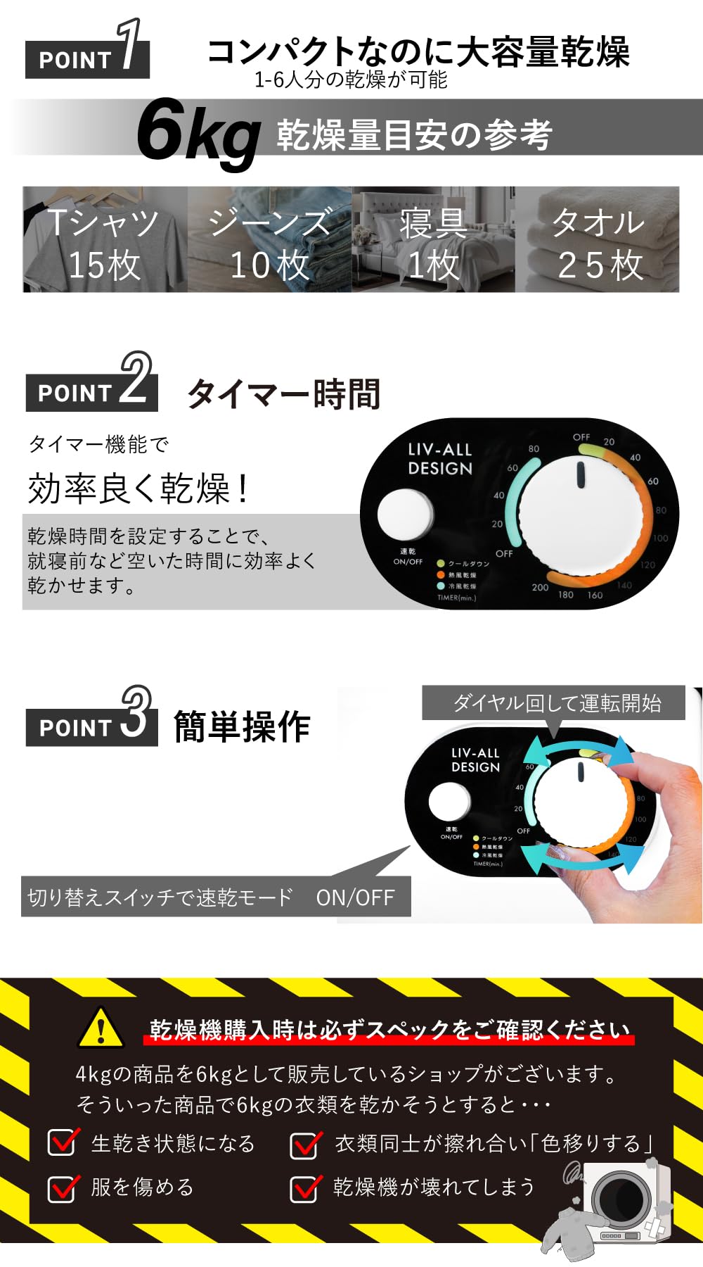 Amazon.co.jp: NEOLEAD 衣類乾燥機 小型 乾燥機 衣類 6kg 小型乾燥機 