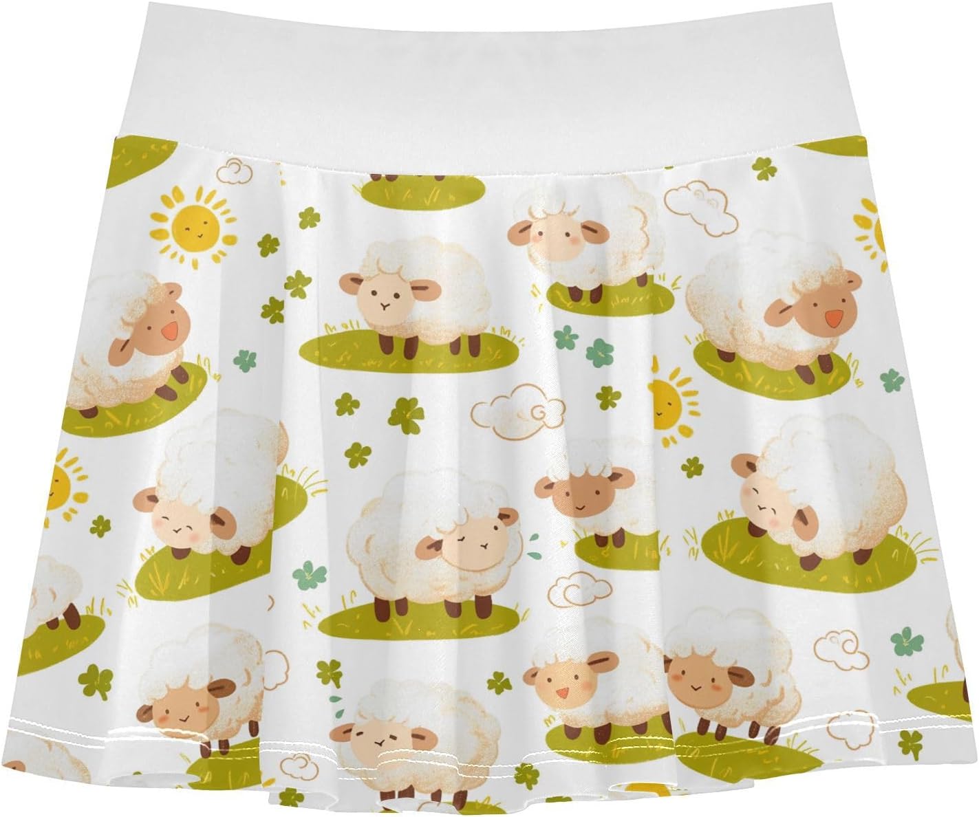 visesunny Cute Funny Sheep Girl's Golf Skirt Athletic Tennis Skort Sport Activewear with Double Layer Pockets