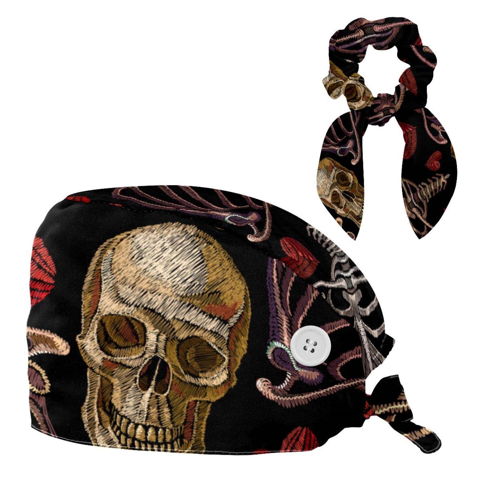 Bouffant Caps with Hair Tie Working Cap with Sweatband Tie Back Hats Nurse Hat Alpaca White