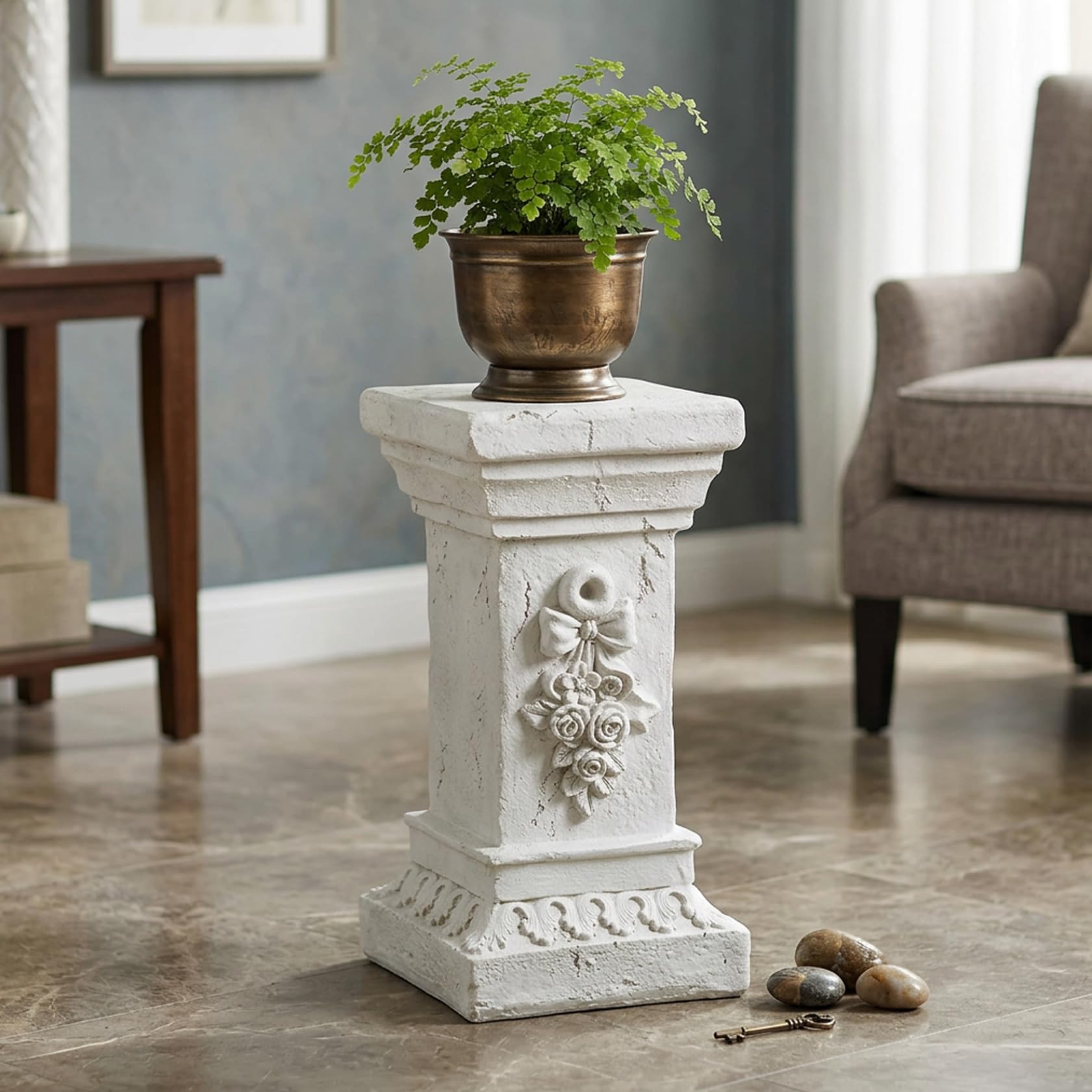 Piedistallo da Giardino per Statue, Supporto per Piante in Resina Resistente Alto 30 cm, Piedistallo da Esterno Resistente alle Intemperie per Sculture, Vasi da Fiori