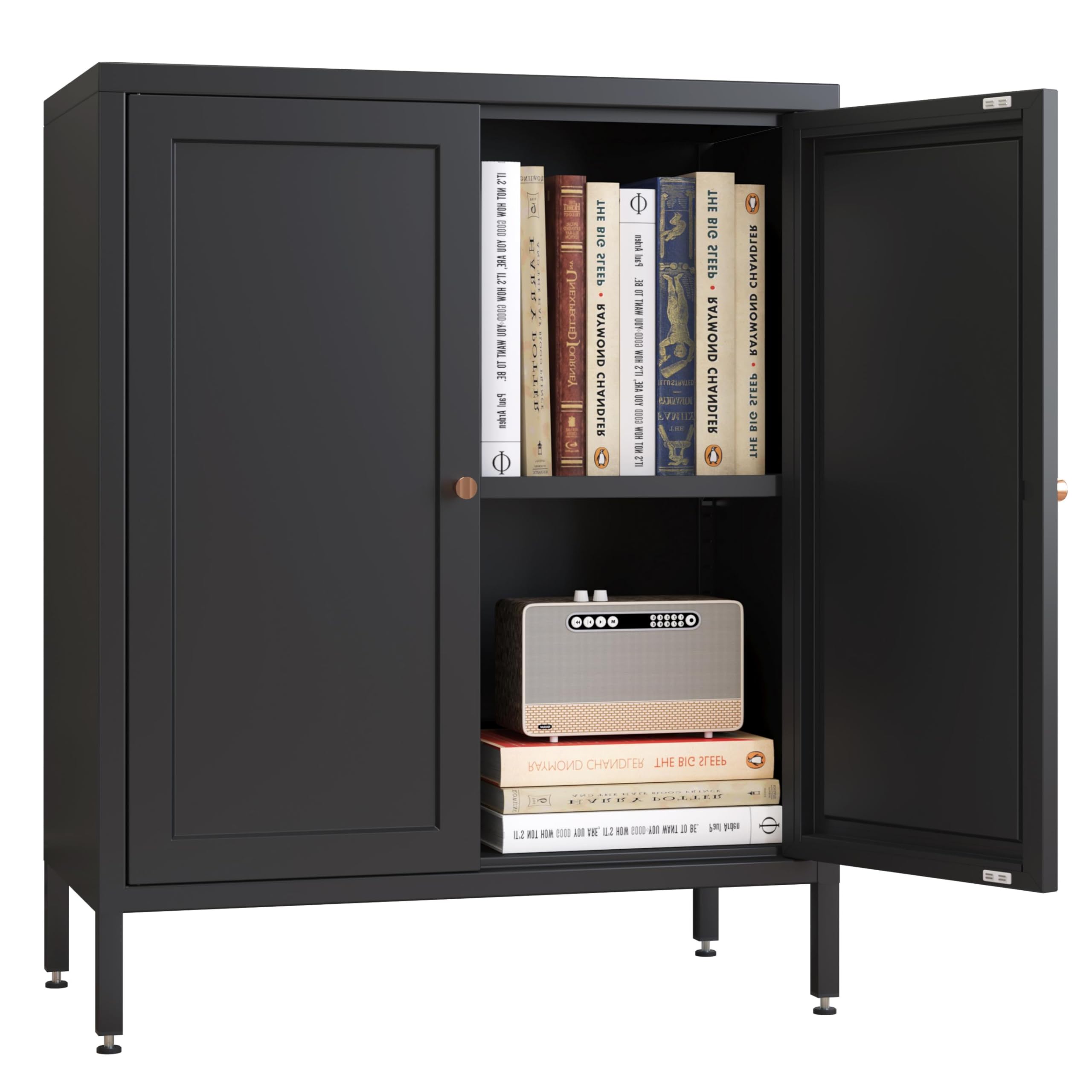 Fumedo Small 2 Transparent Door Metal Storage Side Buffet Cabinet for Bed Room,Living Room,Entryway,Hallway,Home,Hotel,Office,Garage,Kitchen,1