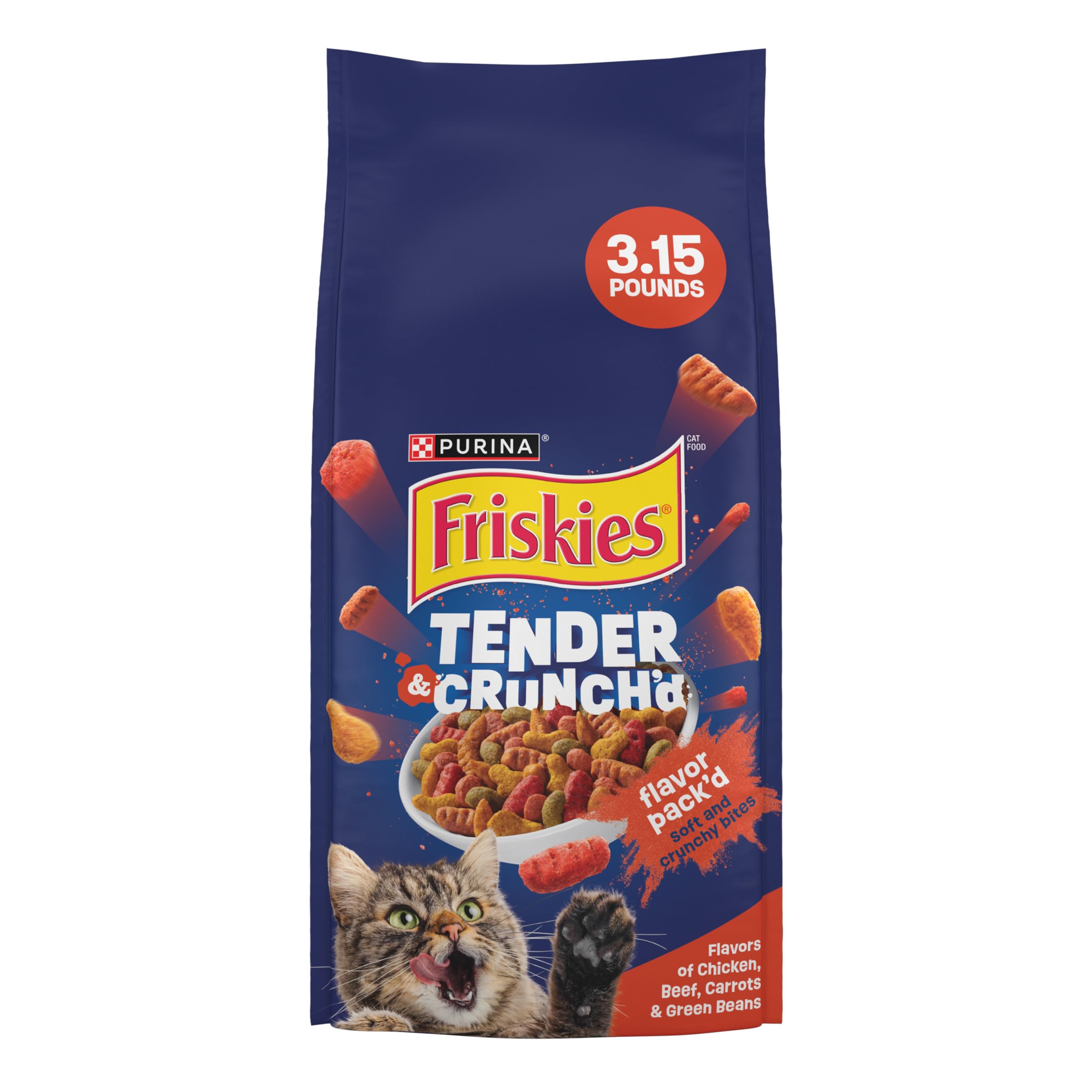 FriskiesPurina Dry Cat Food, Tender Crunchy Combo (Pack of 4)  Bags