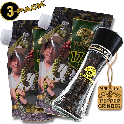 Miniatura 1 de Paquete de 3 unidades 1 recambio + 2 recambio a medio precio + 1 molinillo de pimienta a medio precio de YUPANQUI regalo gourmet de pimienta negra -