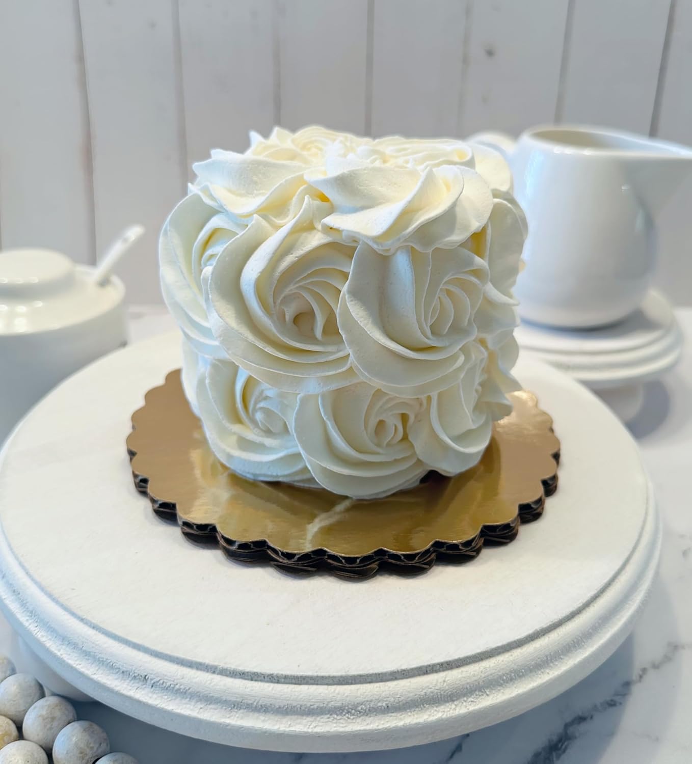 Fake Cake Ivory Mini Rosette Cake Handmade by Dezicakes- Fake Cake -Artificial Cake