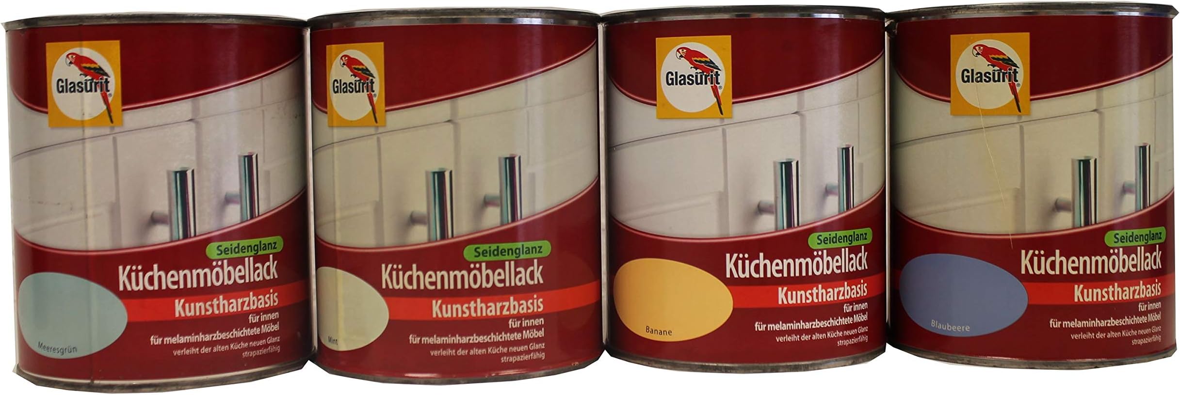 Glasurit Kitchen Furniture Varnish Silk Gloss Resin Base 750 ml Choice of Colours Banana