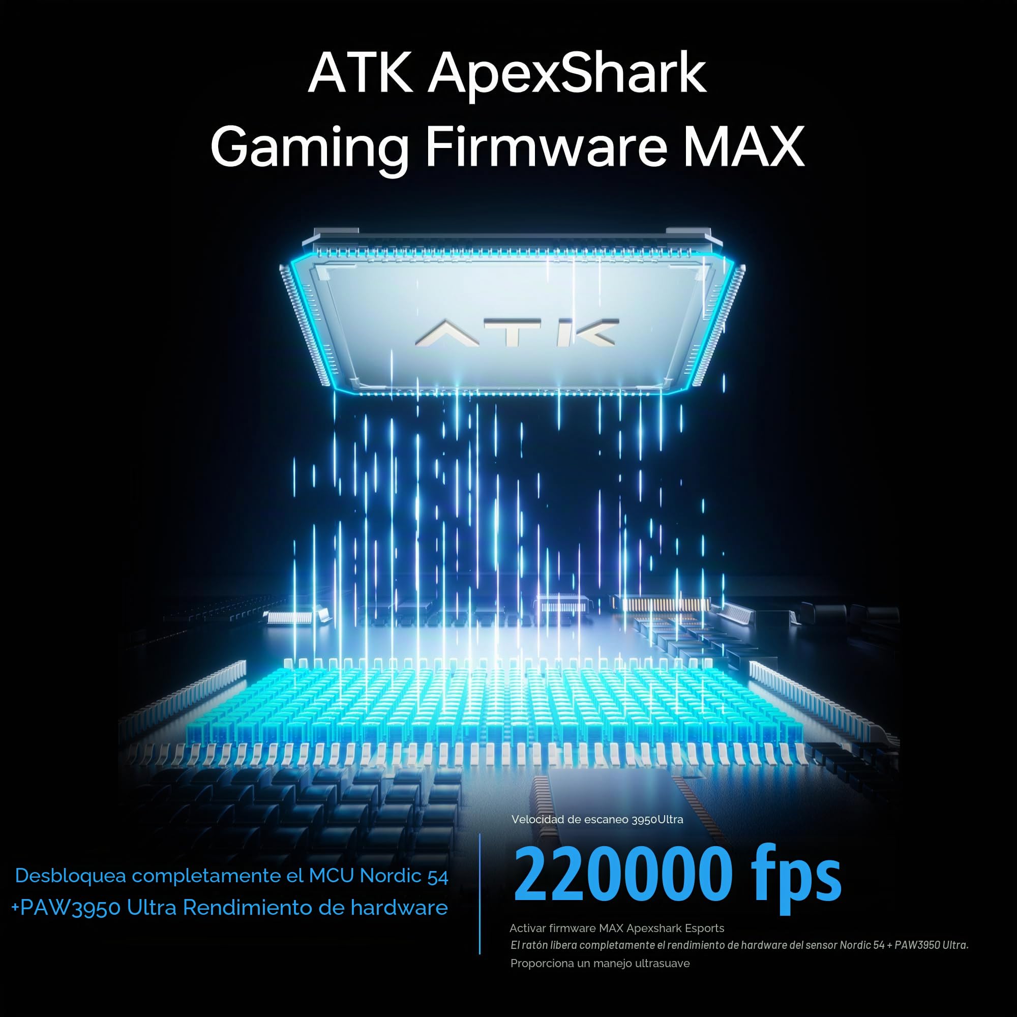 ATK Blazing Sky - Ratón inalámbrico para juegos F1 V2, 39 g, sensor ultra PAW3950, MCU, interruptores ópticos, 8K dual, modo dual 2.4G/cableado, batería de 250H (Ultimate, negro)