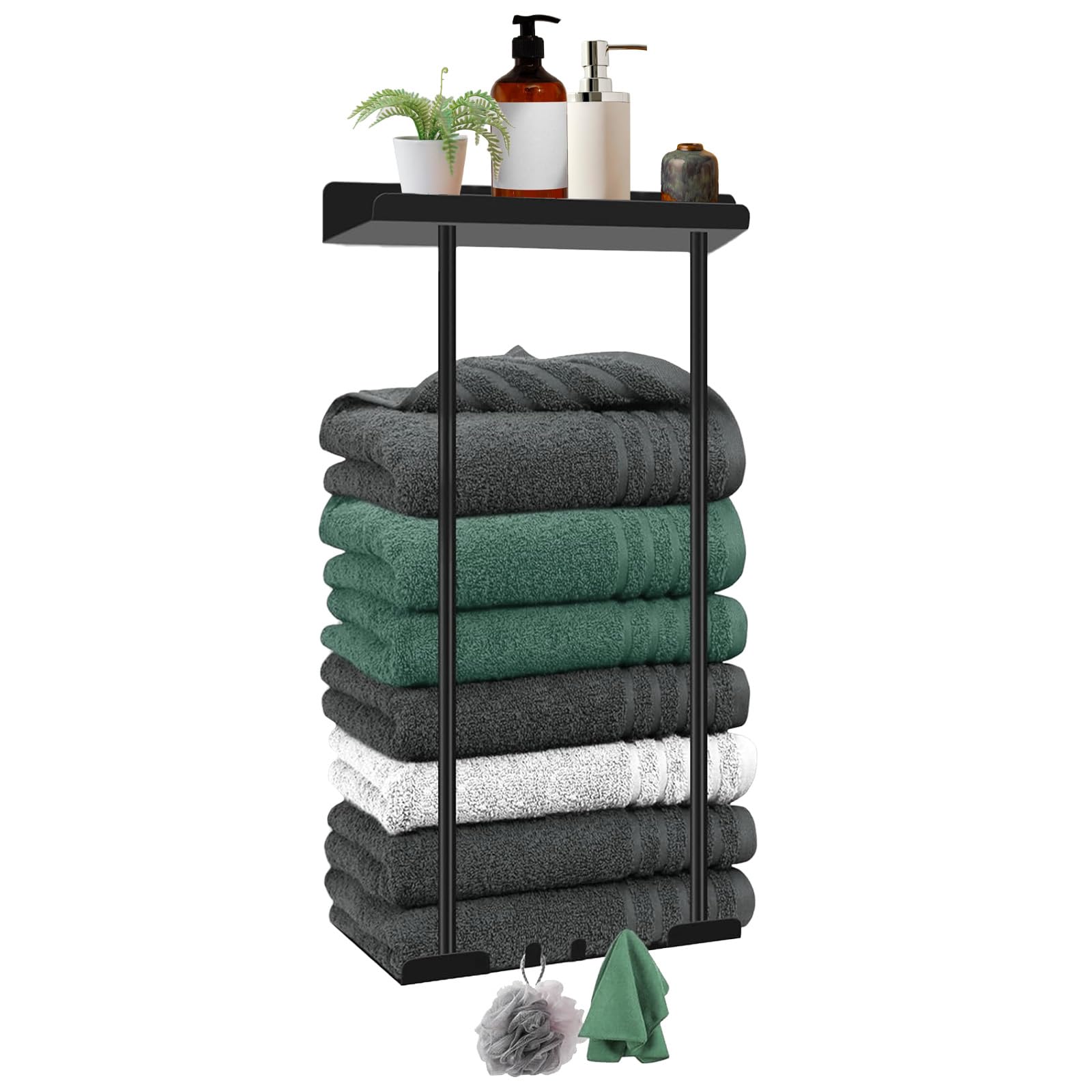 Toallero autoadhesivo de 38-75 cm para eliminar el desorden en baños pequeños