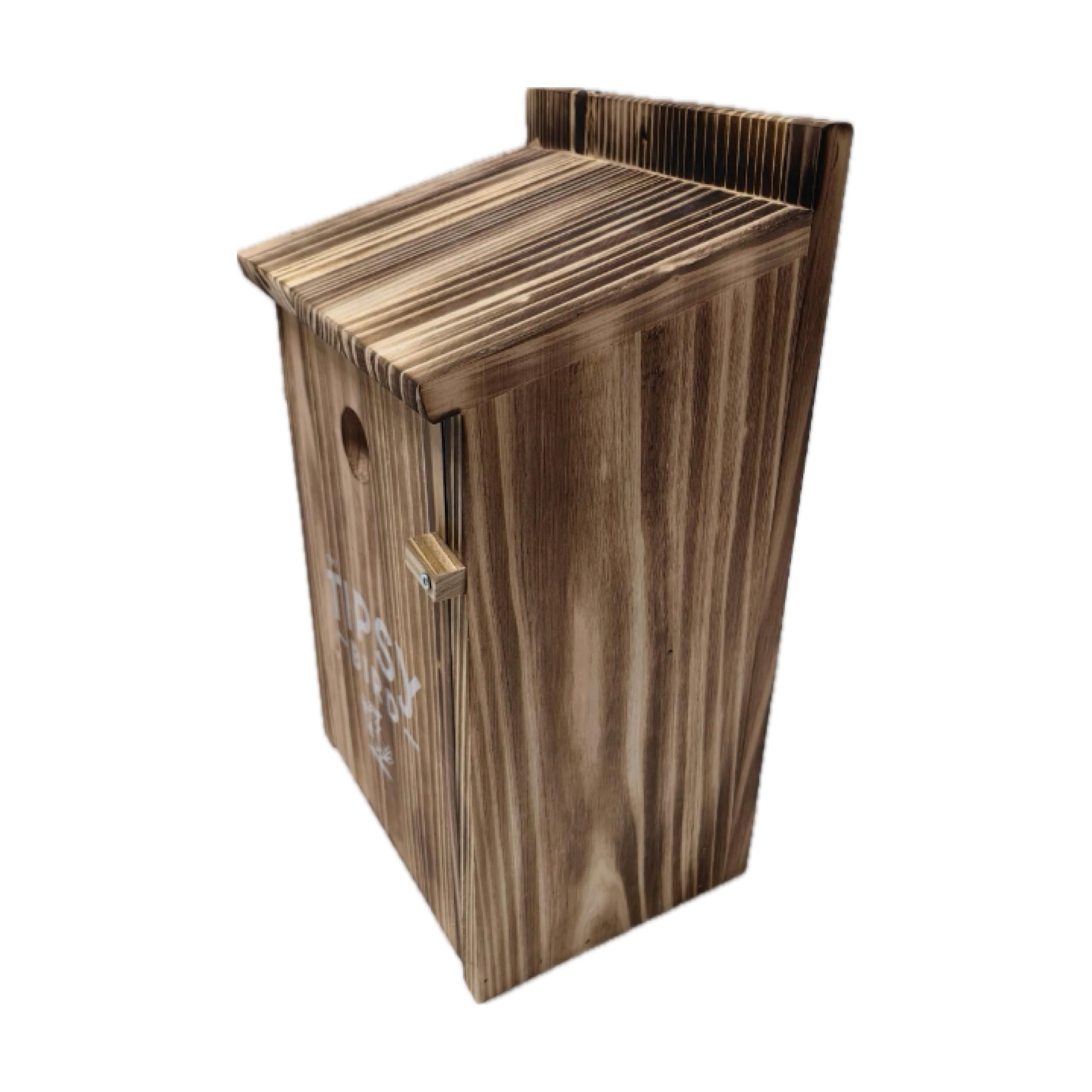Casetta per uccelli fiammata – Decorazione da giardino nascosta – Scatola per cinguettio in legno con scomparto segreto per bottiglia, divertente idea regalo per uomini, feste in giardino e