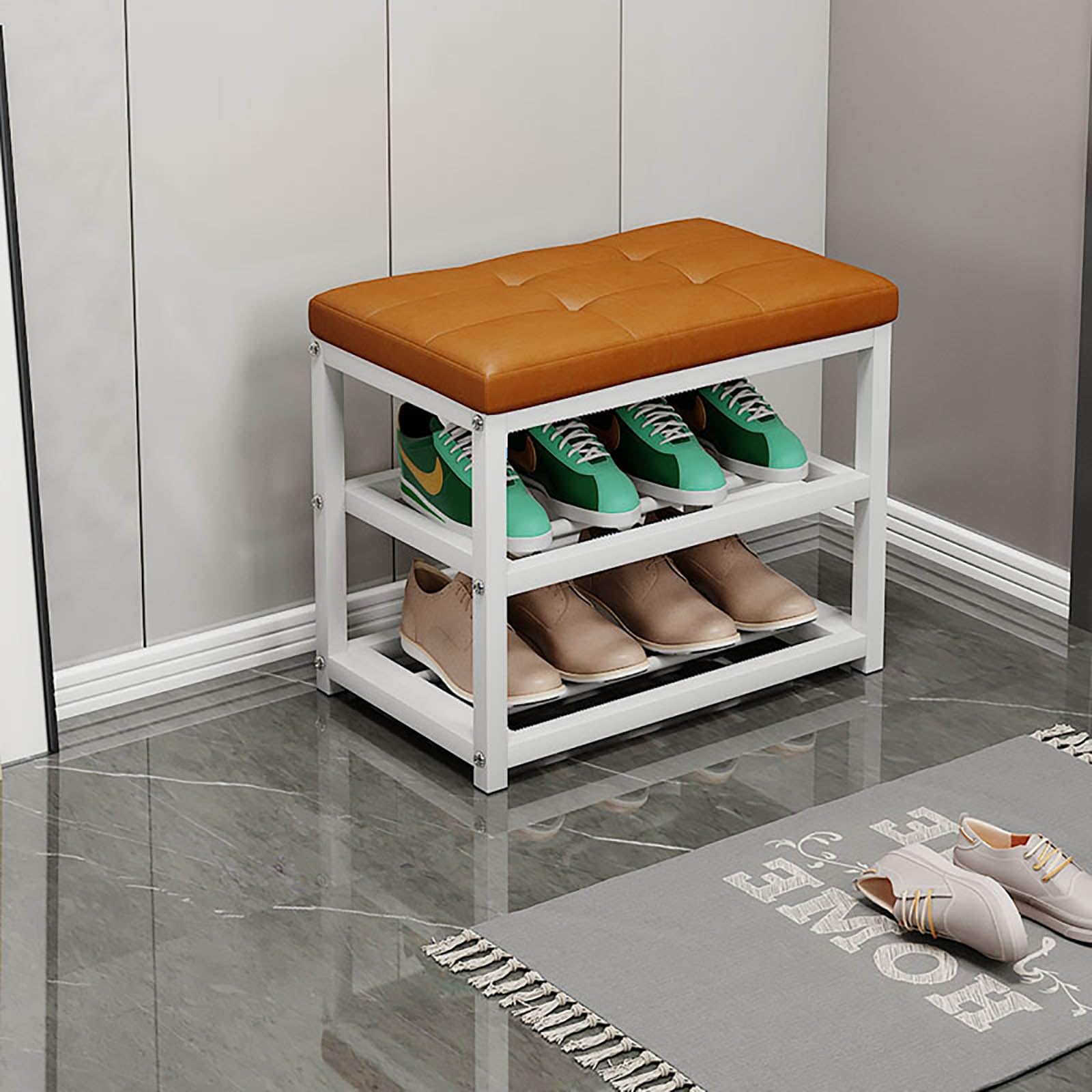 Banc en similicuir et assise en mousse pour couloir moderne