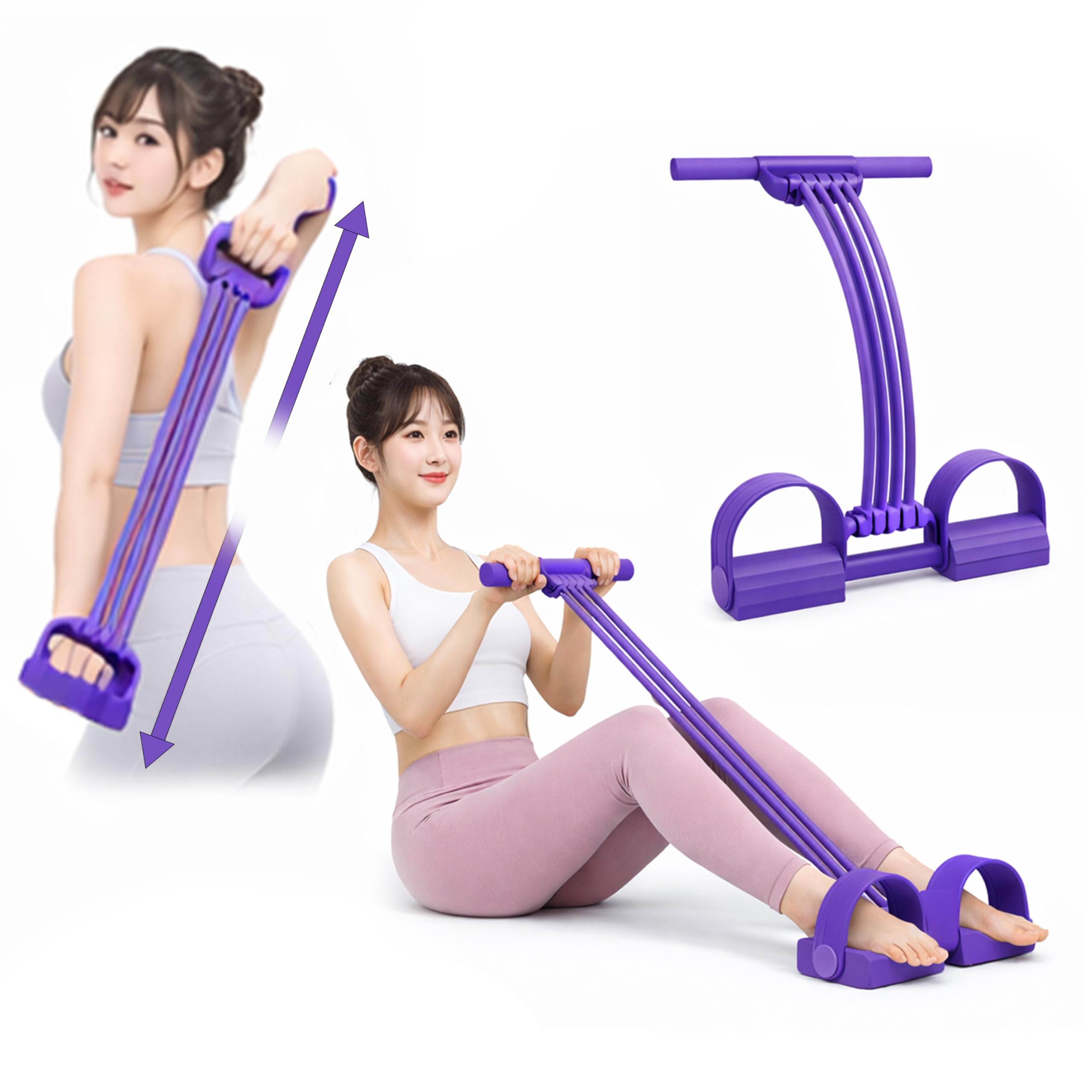 ストレッチチューブ エクササイズバンド 強度調整可能 トレーニングチューブ 全身トレーニング 肩甲骨ストレッチ 筋トレチューブ ながら運動 自宅トレーニング ダイエット 姿勢矯正 滑り止め ペダル付き - 1