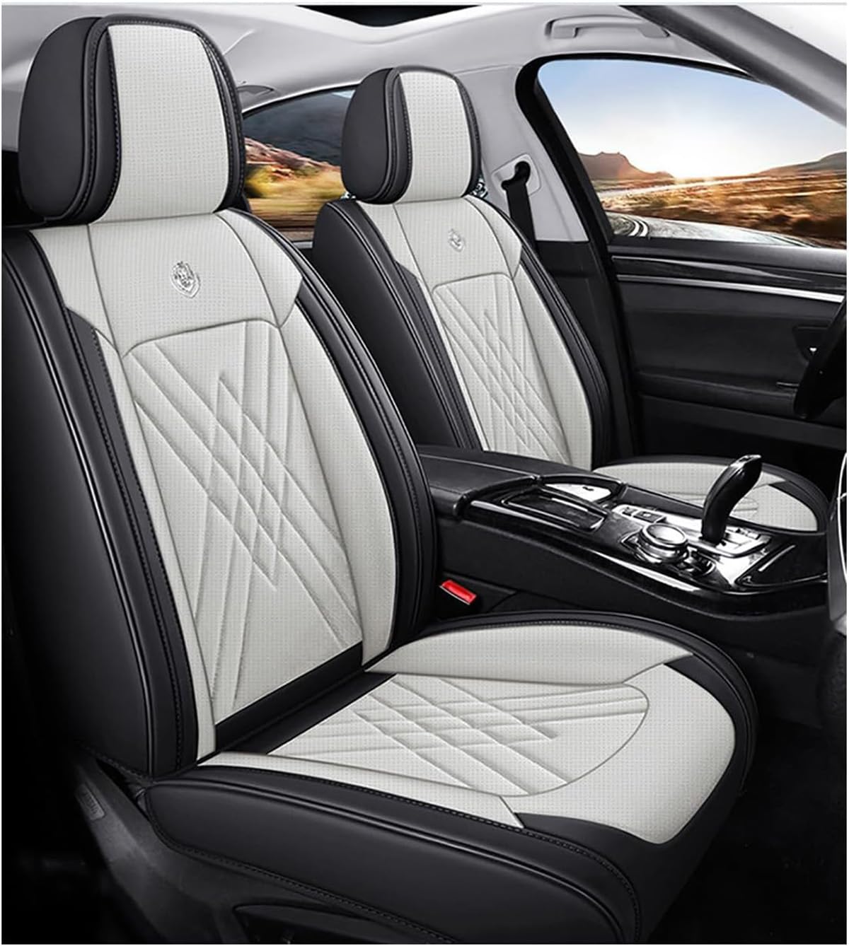9PCS Autostoelhoezen Sets voor Opel Astra K/Astra K Sports Tourer/Astra L/ Antara/Ampera 2000-2024, Leren Autostoelhoezen - Volledige Set Compatibel met Airbags, Voor- en Achterbankbeschermers