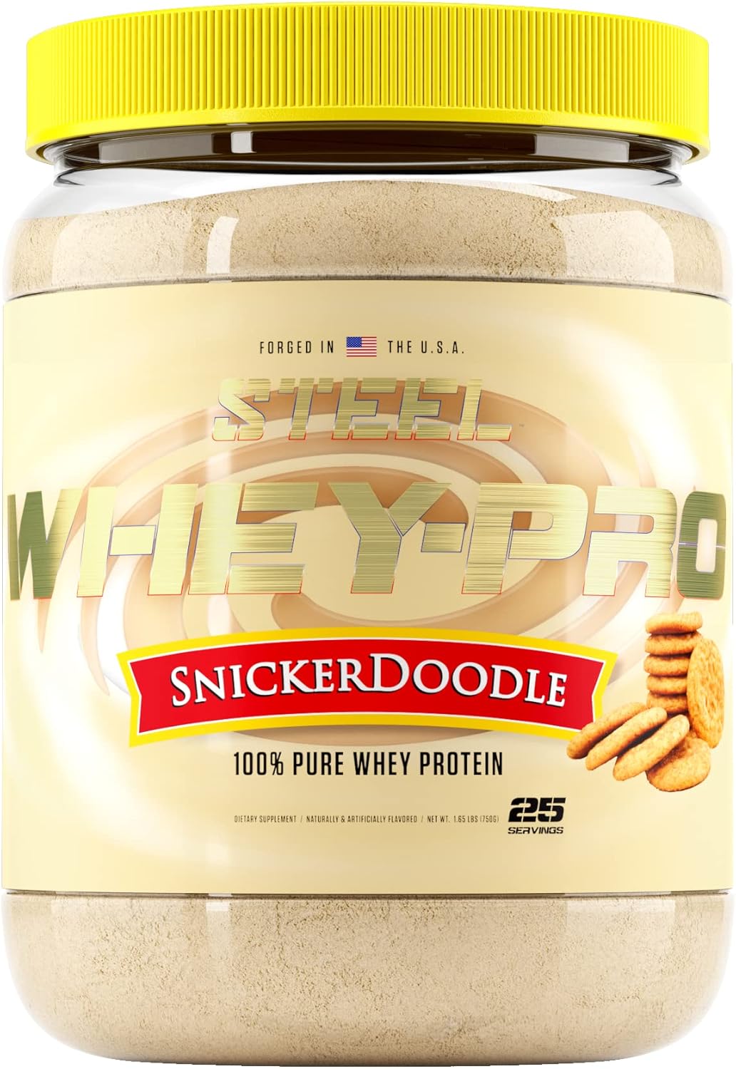 Steel Supplements Whey-Pro | 100% Pure Whey Protein Powder for Men and Women | Vanilla Cream Pie | Muscle Gain & Lean Muscle Recovery | Gluten Free | 1.65 lbs | BCAA 5g | Non-GMO | 25 Servings