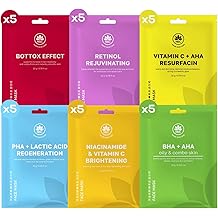Complete Korean Face Mask Pack of 30 Hydrating Sheet Masks for All Skin Types | Refreshing, Moisturizing, Exfoliating, Anti Aging Face Masks Skincare | Vitamin C, Collagen, Retinol, Hyaluronic Acid