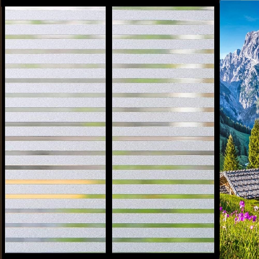 STICKSTUFF Premium Window Films Privacy Film Self Adhesive Decorative Film for Bathroom Door, Window Heat Control Anti UV - Sparkling Strips (24x100 Inch) (B09JK85BHR) Amazon Price History, Amazon Price Tracker