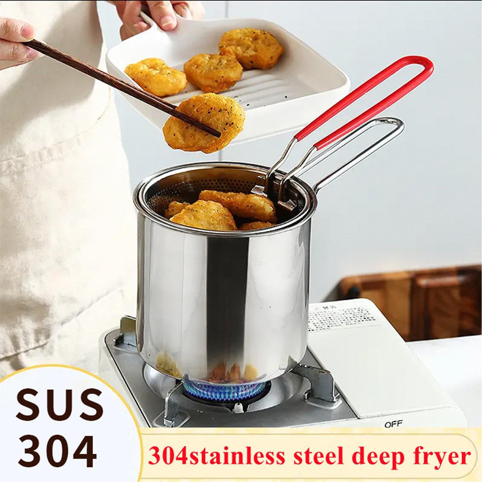 Genérico Piccola Friggitrice A : Barattolo Compatto con Clip A Maglia Filtro, Materiale Resistente alle Alta Temperatura, Ideale per Zampe Di Pollo, Patatine Fritte, Pesce, Cotolette Di Pollo E Snack