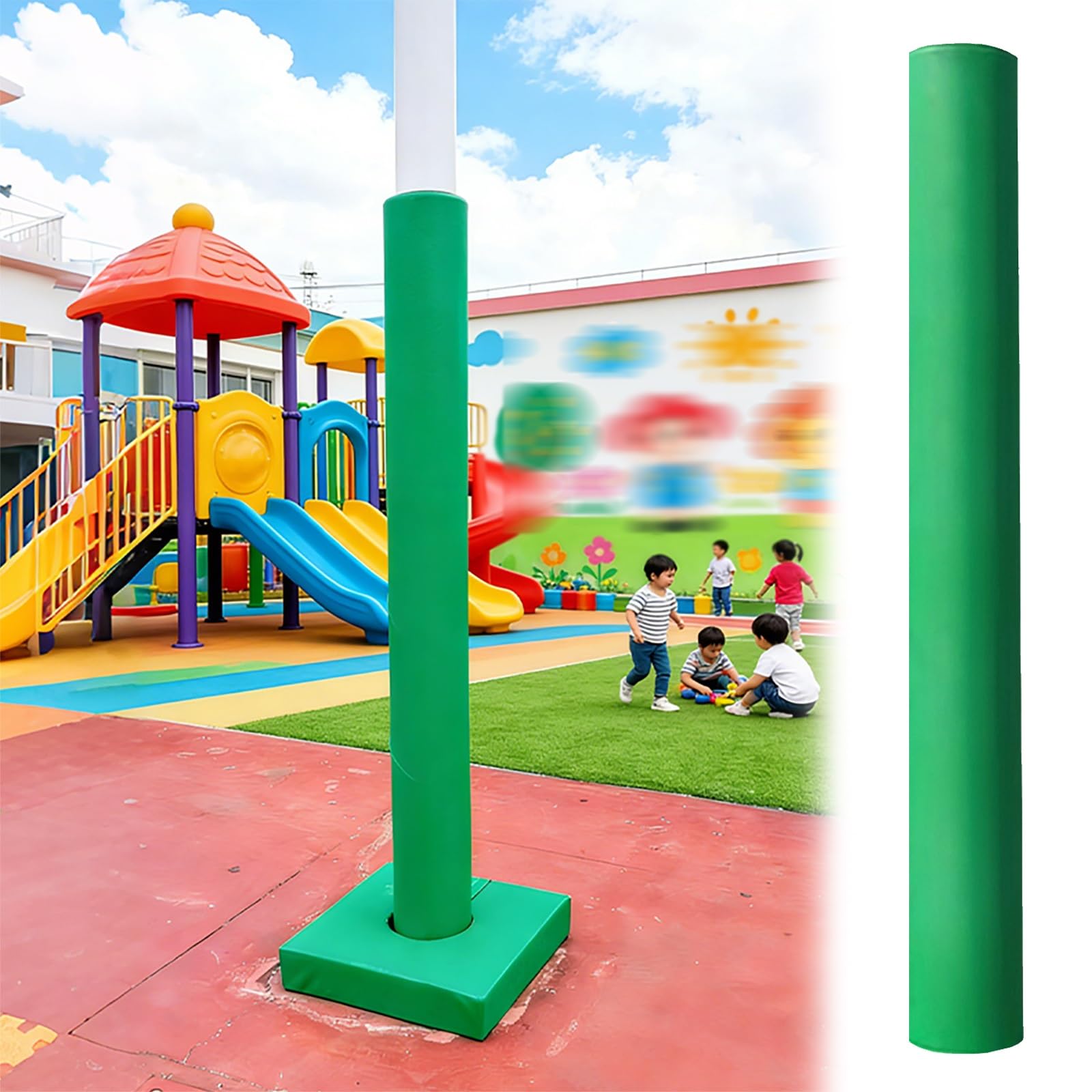 SRNSAEB Dia 2 5 10 14 18 20 24 25 CM Round Pole Safety Padding Protection Player/Kid/Elderly, Basement Pole Pad Wrap Column Cover, Playground Basketball Hoop Pillar Padded(Green,Dia 3in (7.5cm))