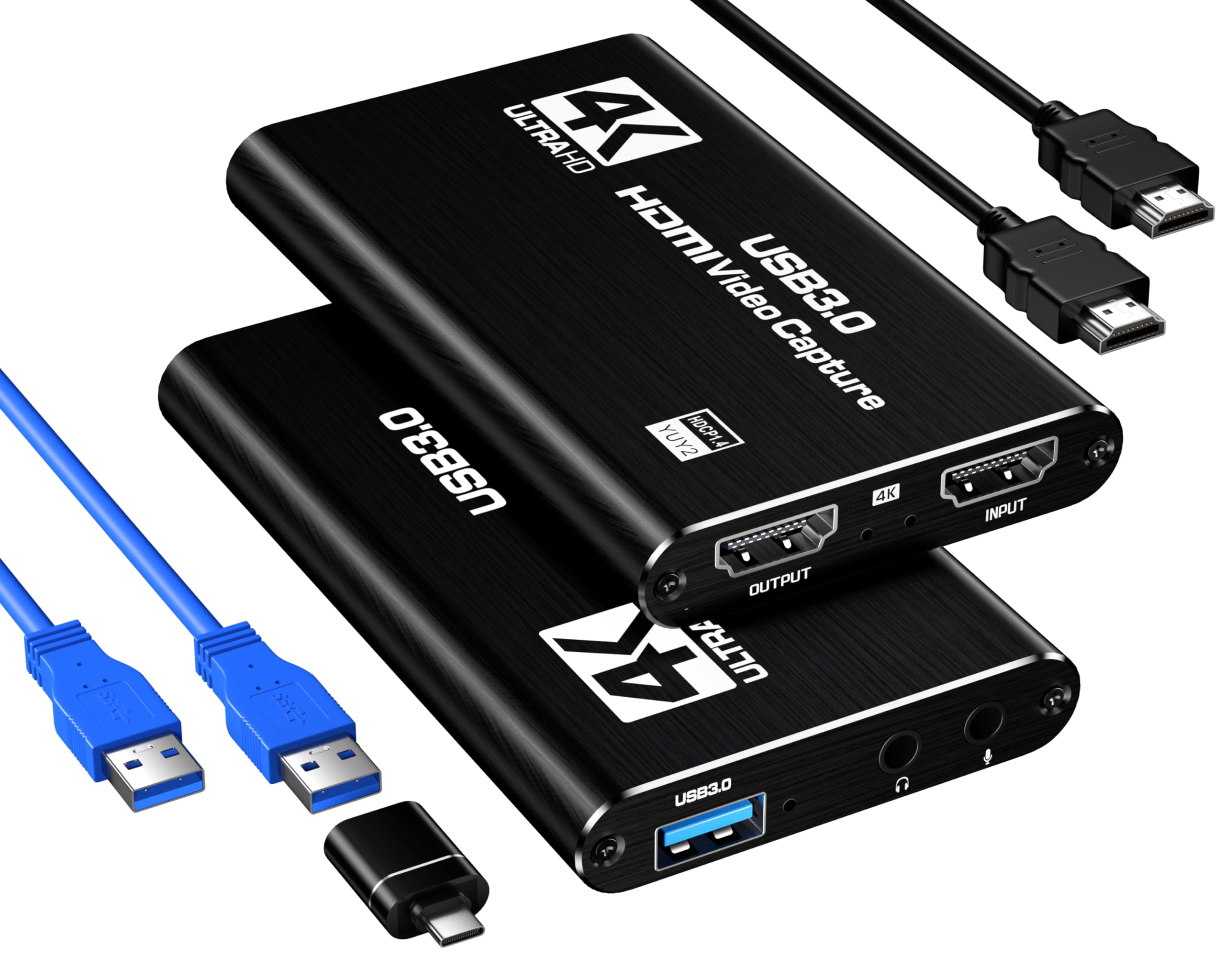 Scheda di acquisizione HDMI, USB 3.0 1080P 60 FPS, scheda di acquisizione video con loop out HDMI e ingresso microfono, acquisizione di giochi a bassa latenza per streaming, compatibile con