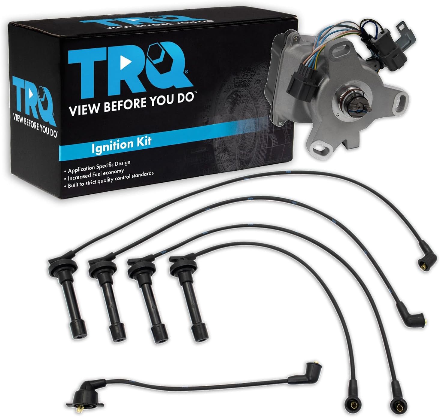 TRQ Ignition Coil Kit 2 Piece Distributor Compatible with 1990-1991 Honda Accord