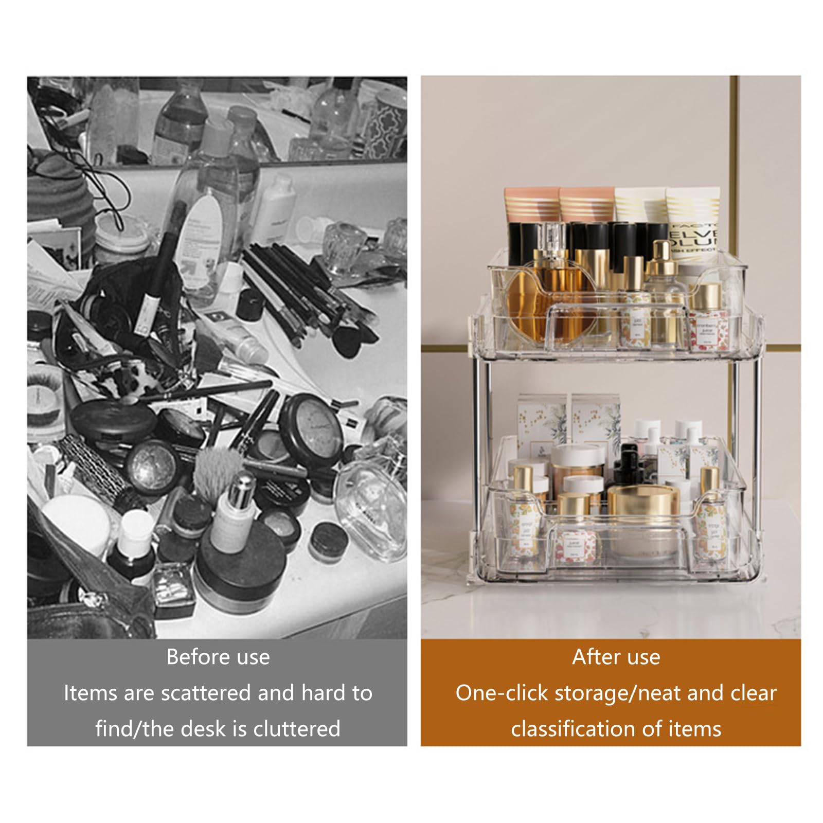 Elegantes organizadores de cosméticos extraíbles, resistentes para entusiastas del maquillaje, estante de almacenamiento transparente, organizador de cosméticos, suministros para minoristas