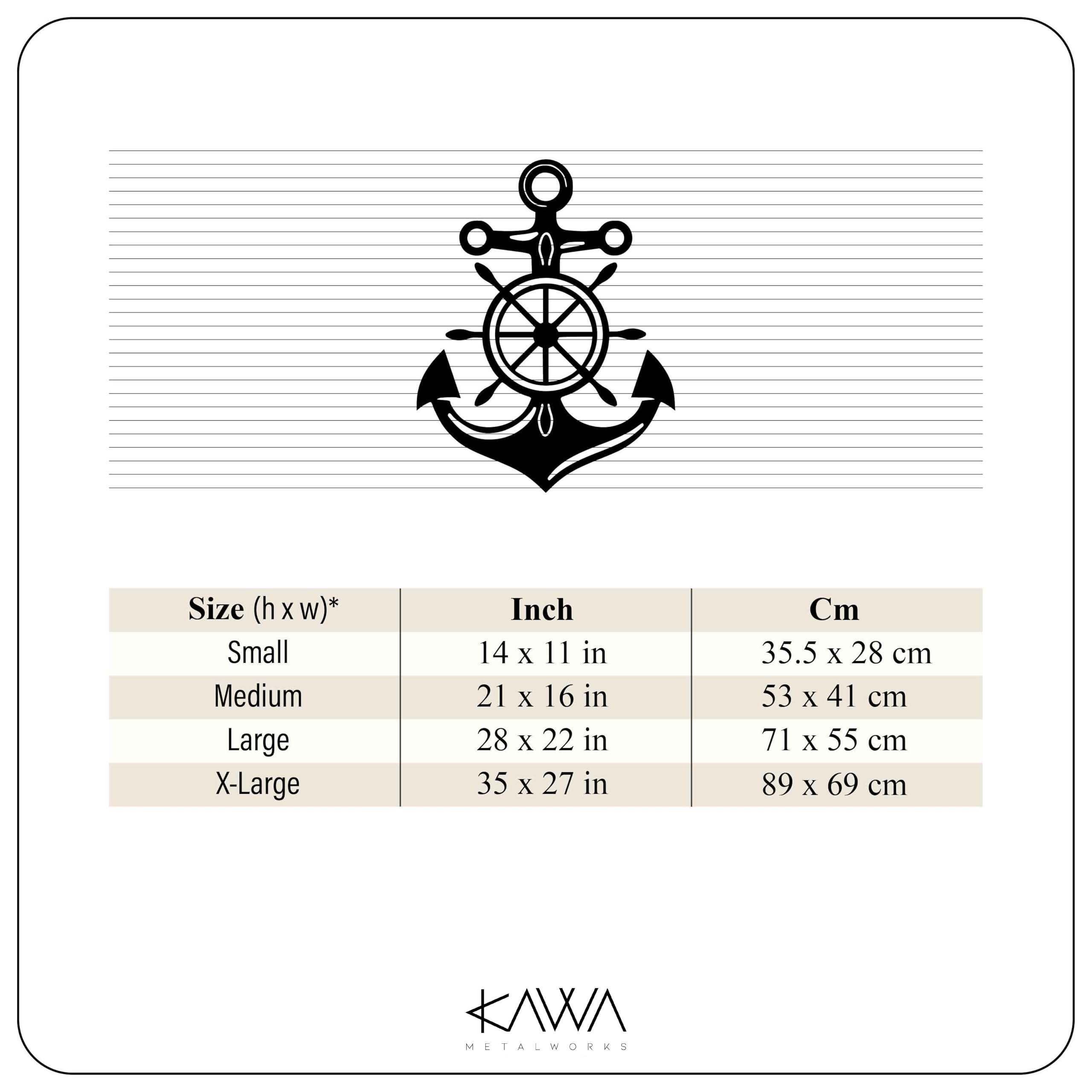 KAWA METALWORKS Anker Metall Wandkunst Dekor mit Schiffsrad nautische Wanddekoration für Wohnzimmer Strandhaus Modern Schwarz Metall Wandbehang Küste Maritim Home Dekoration Matrosen Geschenk