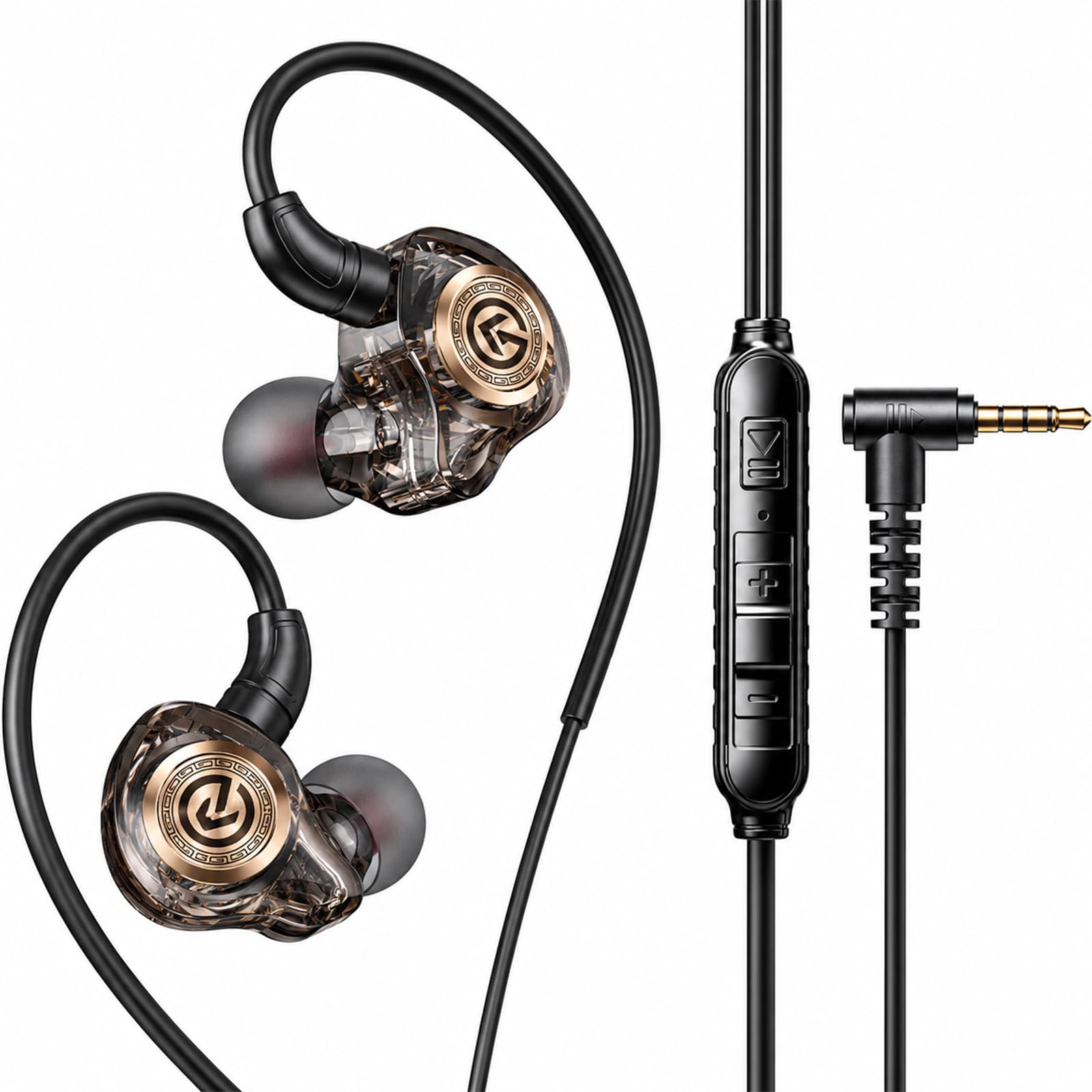 Bodykoo Słuchawki douszne do gier z mikrofonem, 3,5 mm i podwójną wersją typu C, sterownik 10 mm do wciągającego dźwięku, sterowanie liniowe i mikrofon HD, izolacja szumów, pasują do komputera