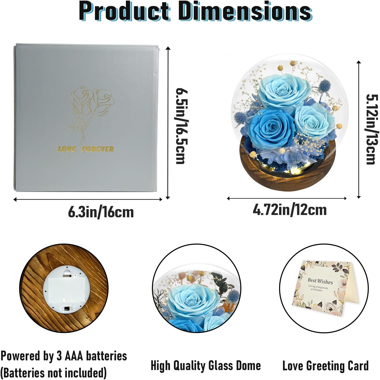 FIACO Valentines Day Gifts for Her Preserved Flowers in Glass Dome Long-Lasting Eternal Roses Birthday Gifts for Women Mom Grandma Wife Girlfriend Her Girlfriend Forever Flowers for Delivery Prime - Image 9