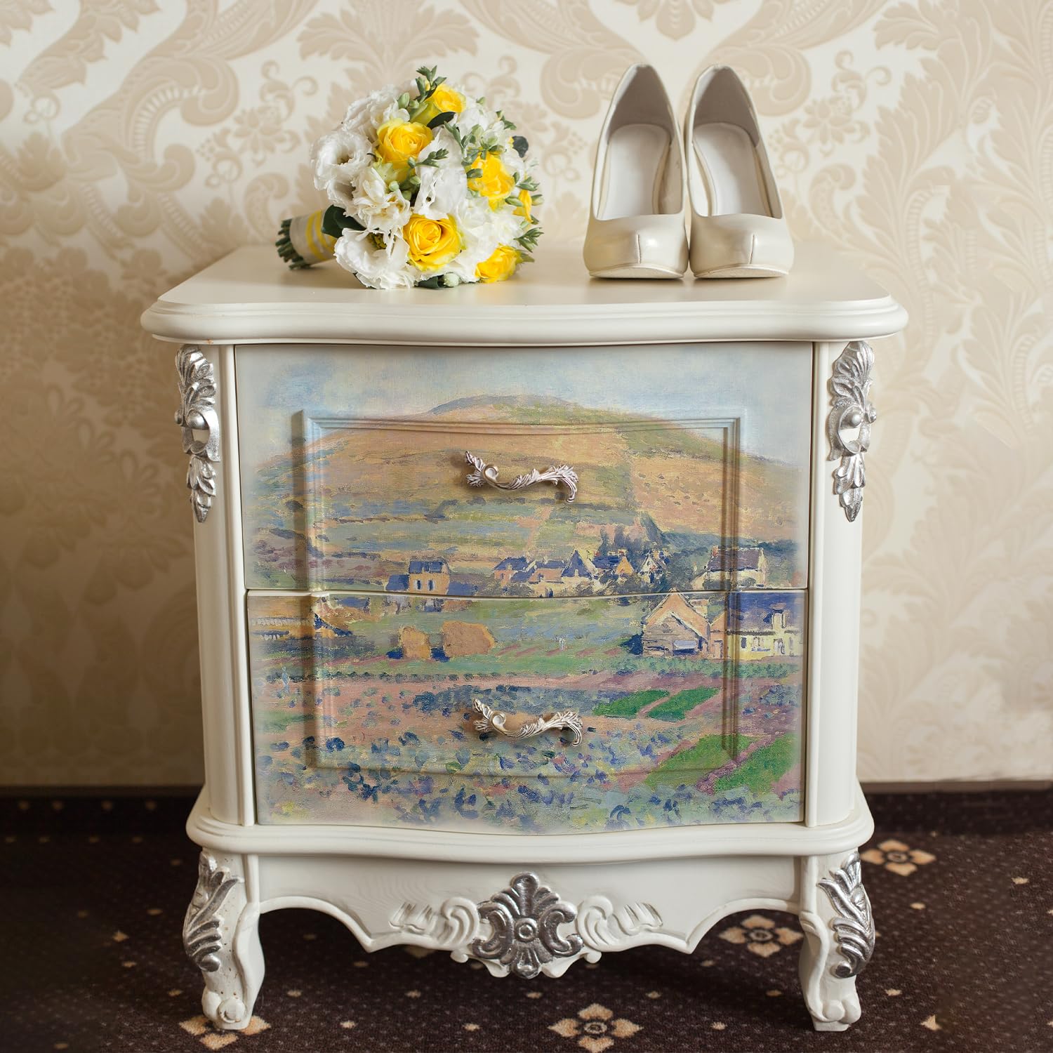 Flortlias Large Decoupage Paper for Furniture, Floral Printed Tissue Paper for Furniture, DIY Crafts Rice Papers, Mountain, 16.53'' x 19.69''