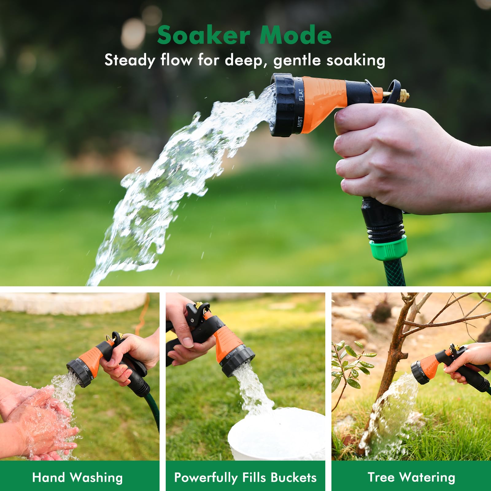 RESTMO Hose Pipe Spray Gun, Heavy Duty Metal Garden Hose Spray Gun, Black + Orange, 6 x 11 x 5 cm - Image 6