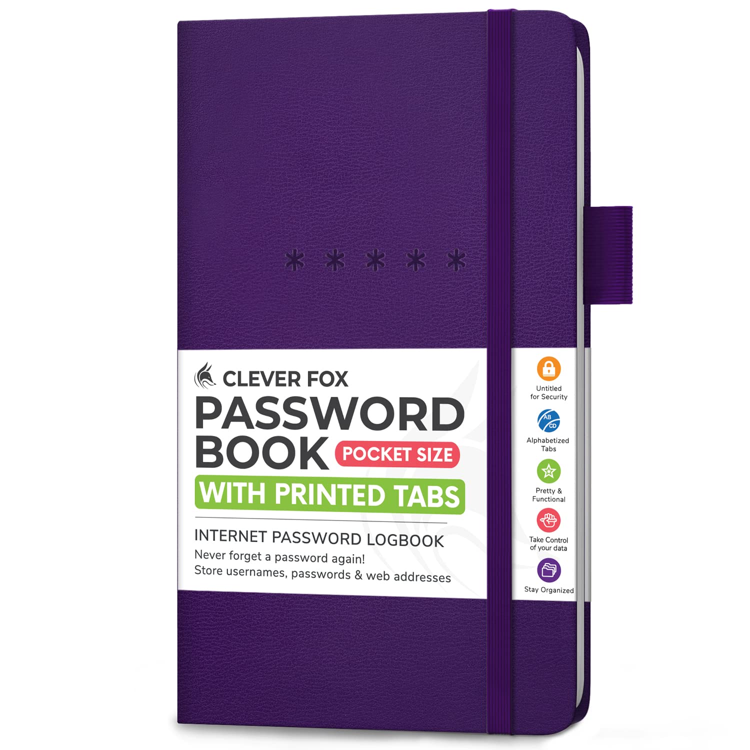 Clever Fox Password Book – Alphabetized Internet Address & Password Organizer - Computer & Website Password Keeper Notebook – Log-In Password Journal