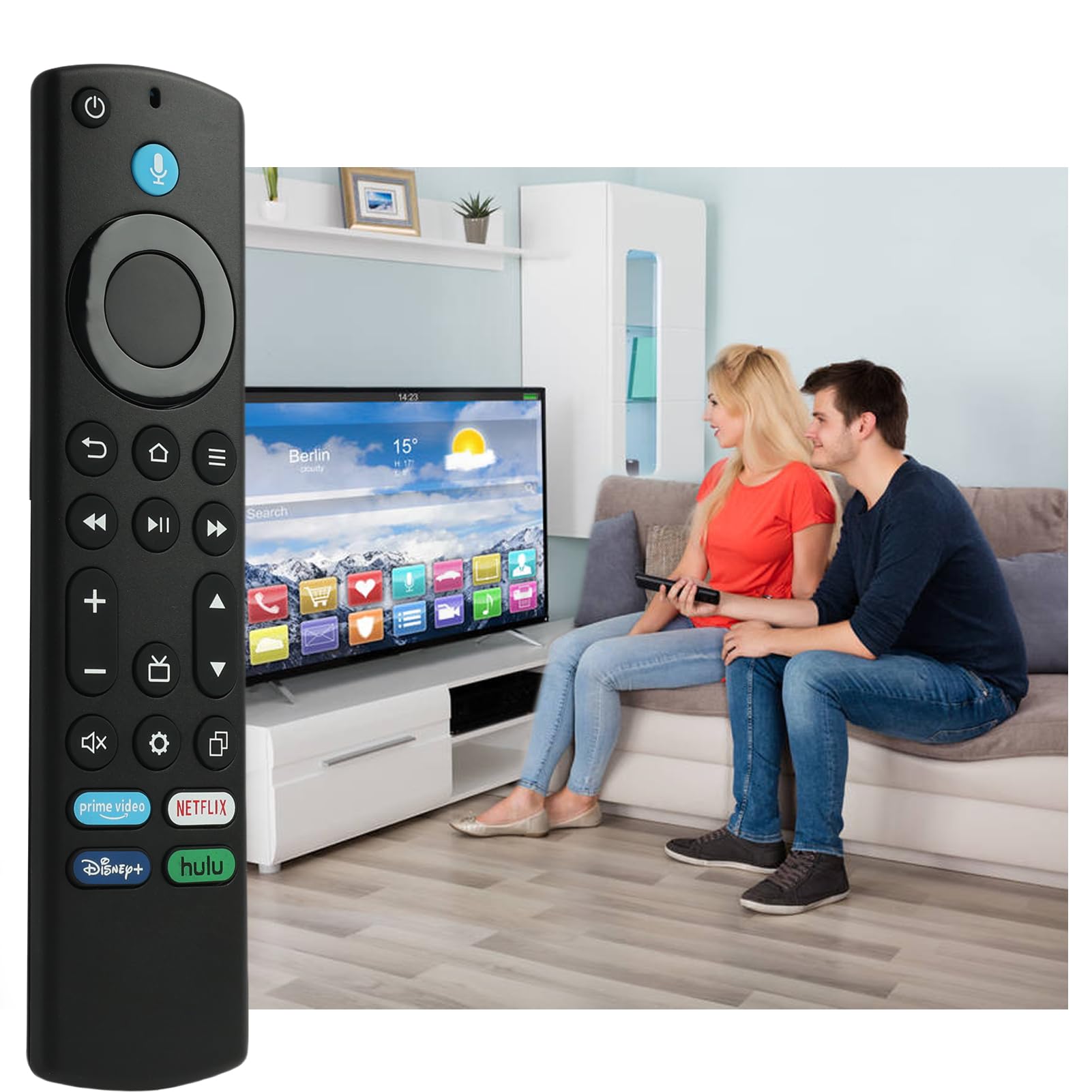 Mando a Distancia Universal Compatible para Fire TV Stick 4K, 4K MAX, Stick Lite, 2ª y 3ª Generación, Fire TV Cube y Smart TVs, Mando a Distancia por Voz de Repuesto, Excluyendo la batería