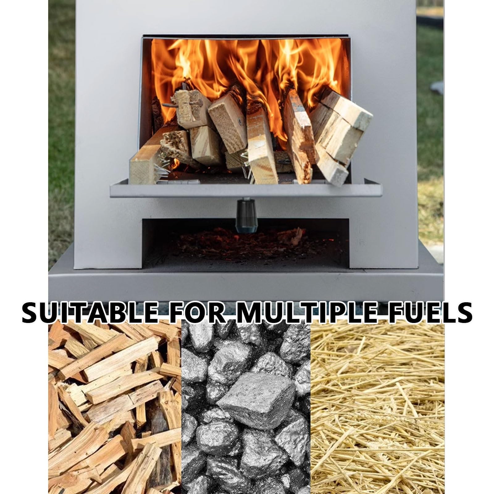 Raketenofen Zeltofen Holzofen Mit Rohr Schwenkrollen Am Boden Stahlblech Mehrzweckofen Mit Feuerhaken for Verschiedene Brennstoffe Geeignet Holzofen(50 * 50 * 60cm)