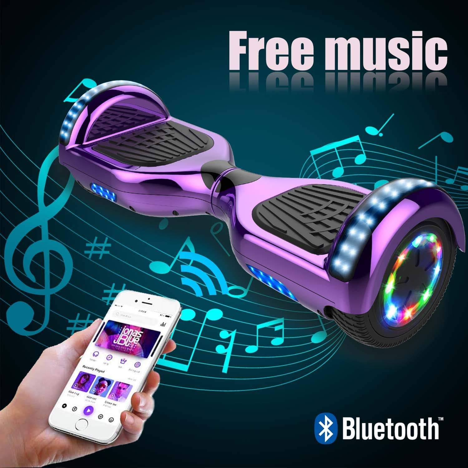 GeekMe Hoverboards mit Sitz, Hoverboards Go-Kart mit Bluetooth-Lautsprecher LED-Leuchten, Geschenk für Kinder Jugendliche Erwachsen