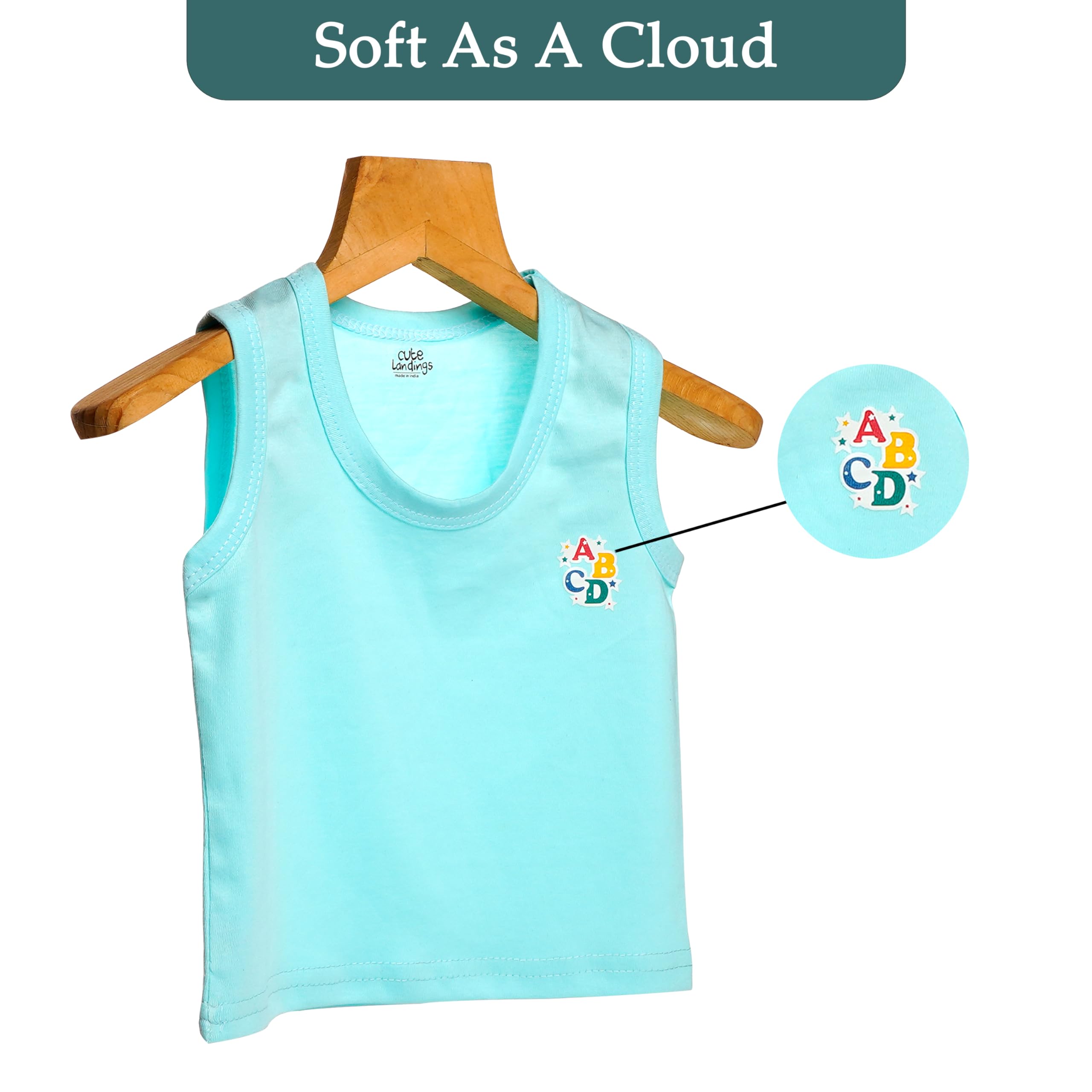 CUTE LANDINGS Unisex New Born Baby Girls And Boys Finest Hosiery Cotton Sleeveless Regular Fit Vests/Baniyan/All Products/Essentials, Multicolor - Image 4 thumbnail