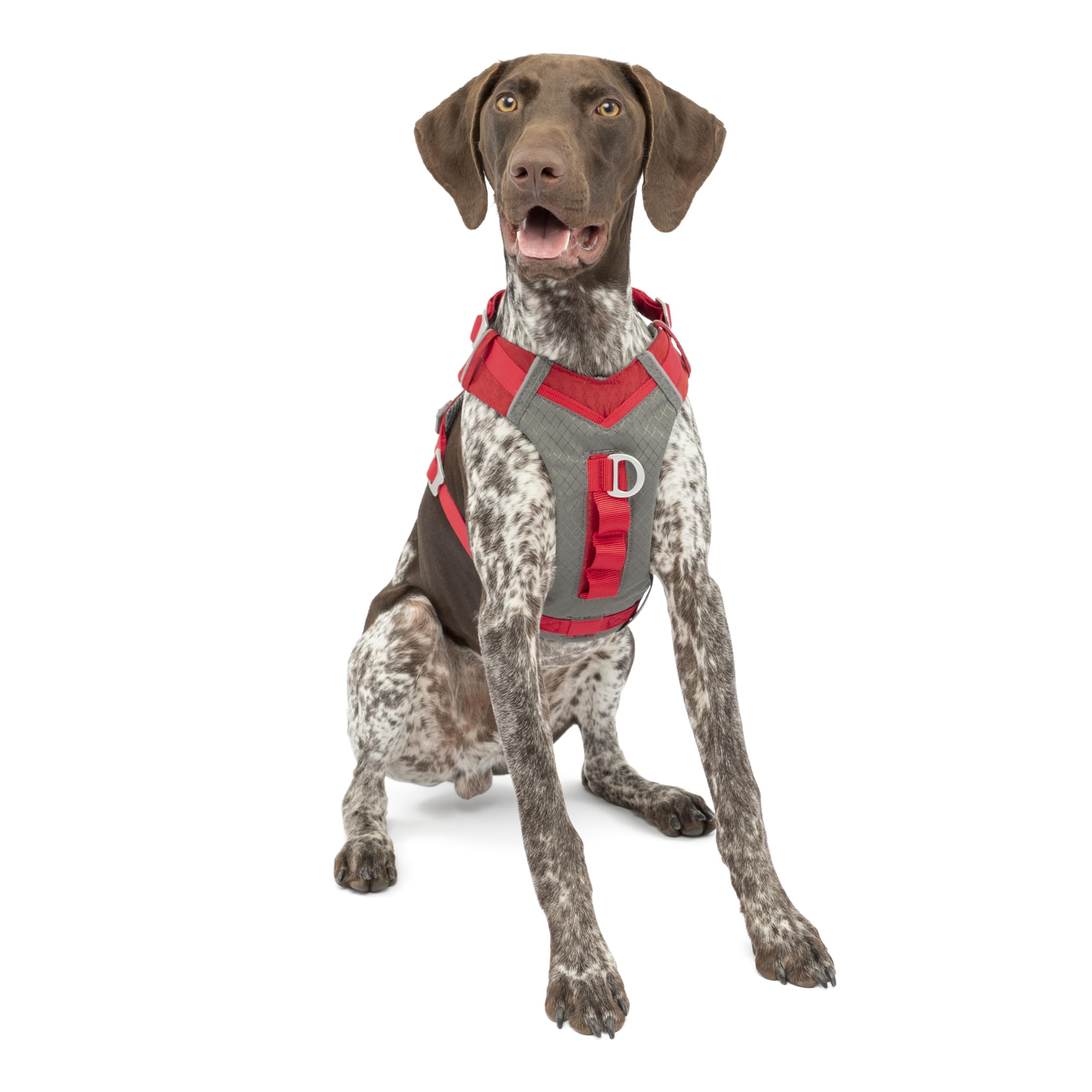 Kurgo Journey Air Dog Harness - Secure Fit for Active Dogs - Padded Chest - Lightweight Ripstop Fabric - Breathable Mesh - Reflective Trim - Back Assist Handle - Red - Medium