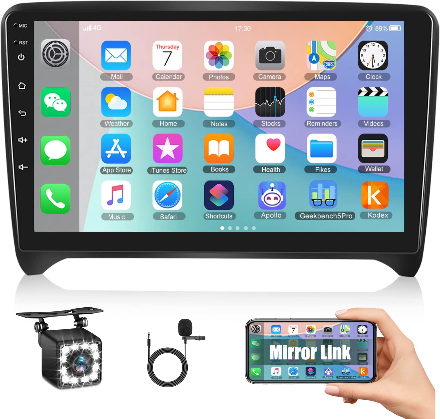 Android Car Stereo for Audi TT MK2 8J 2008-2014, 9 Inch Touch Screen Car Radio with GPS Navigation Bluetooth FM Radio Support WiFi Mirror Link for Android/iOS Phone + Dual USB Input & Backup Camera