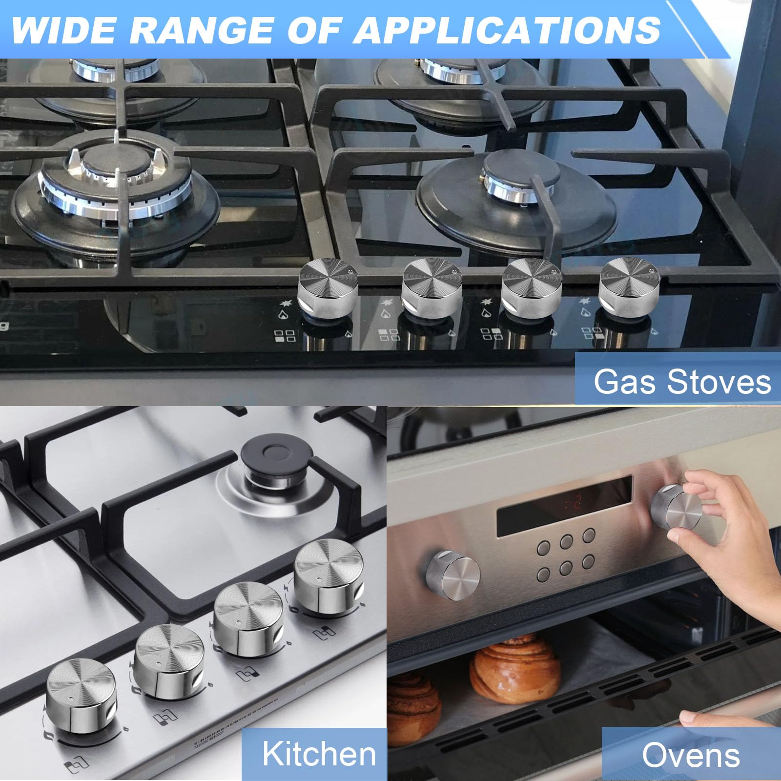 MXTIMWAN Gas Stove Knobs, 8 Pieces 6 mm Universal Rotary Knob Set, Oven Cooker Accessories Buttons Switch for Oven, Gas Hob, Table Grill