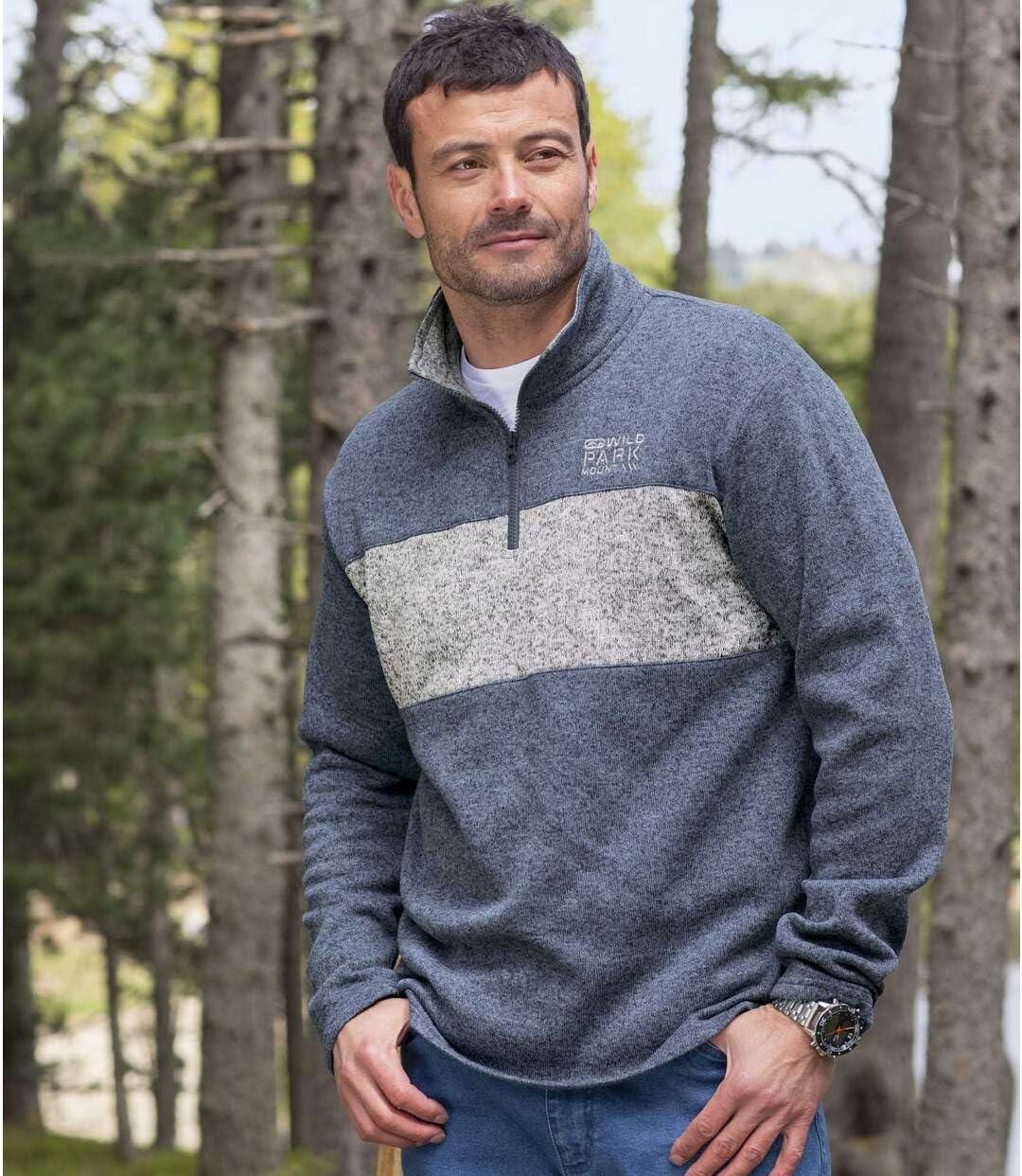 ATLAS FOR MEN – Lot de 2 Sweats Molleton - Ultra-Confortable et Chaud - Pulls Molleton Col Zippé - Idéal Hiver/Voyage/Randonnée - Disponible en Grandes Tailles du M au 5XL