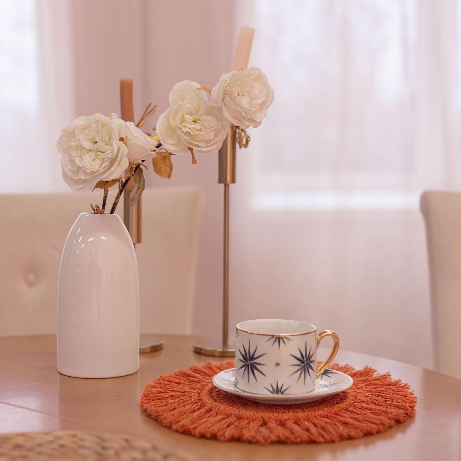 QUARKZMAN 4Pcs Sottobicchieri Boho Sottobicchieri Rotondi Intrecciati