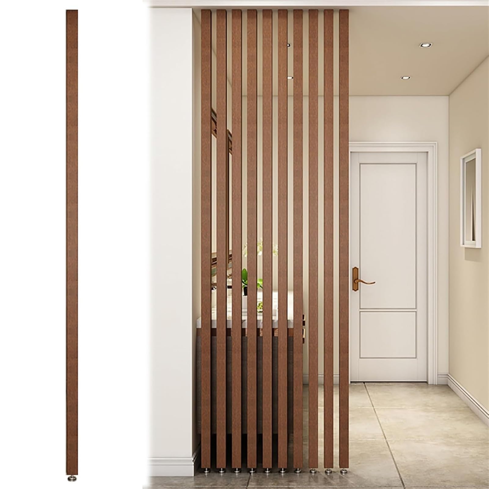 GLETSF Freestanding 70-240Cm Tall Privacy Screen - Modern Wooden Slats Room Divider & Wall Partition For Office, Restaurant, Home Decor - Easy Installation, 5 Pieces-1 Pcs-95cm/3.11ft