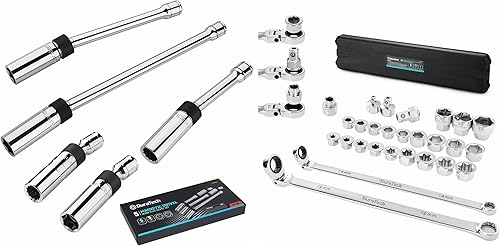 DURATECH Juego de llaves de trinquete de cabeza flexible extra largas de 5 piezas de 27 piezas