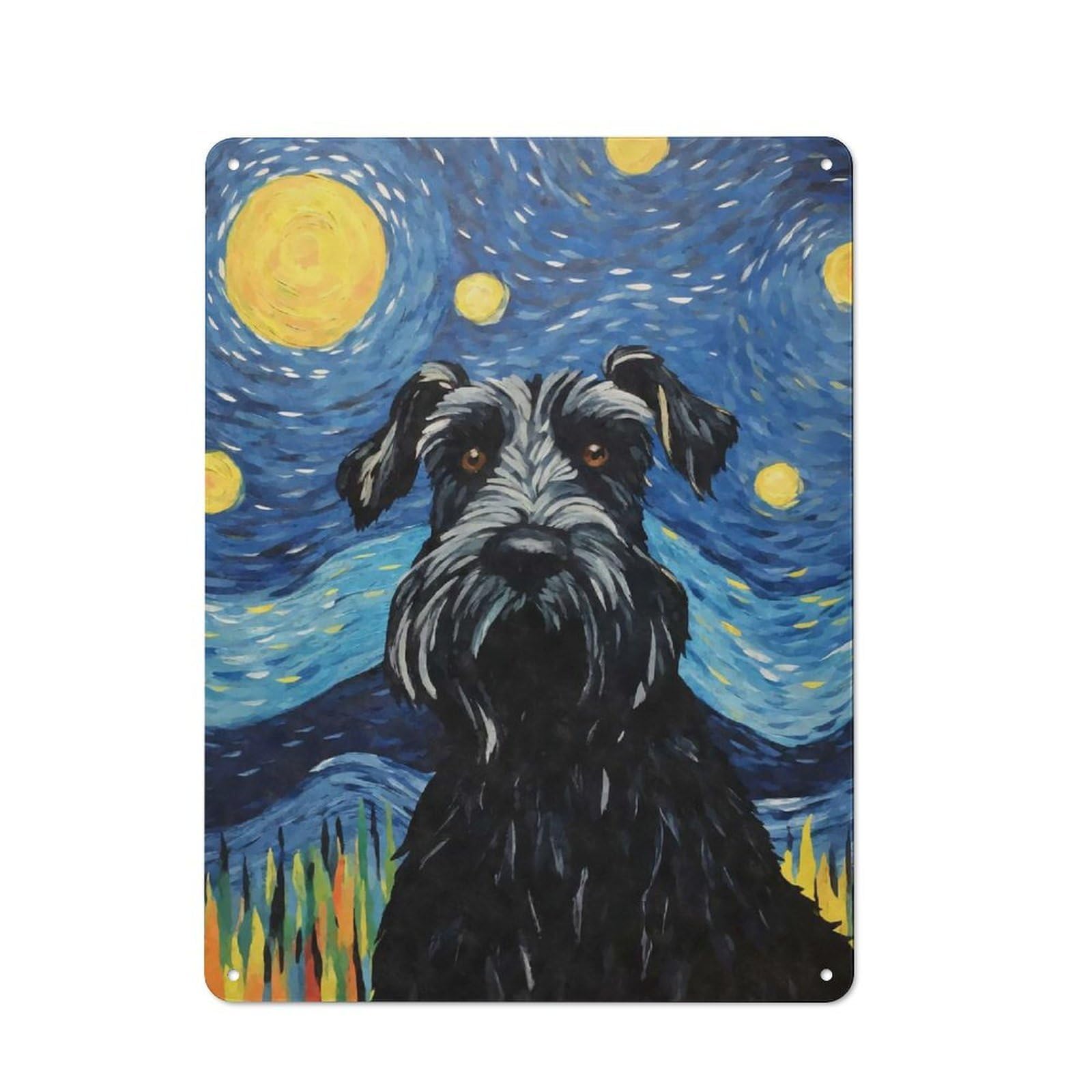 Junmoney Style-22 For Lounge Or Reading Corner, Giant Schnauzer Starry Vintage Metal Sign 40X30cm, For Collectors Decorating Lounges And Reading Corners