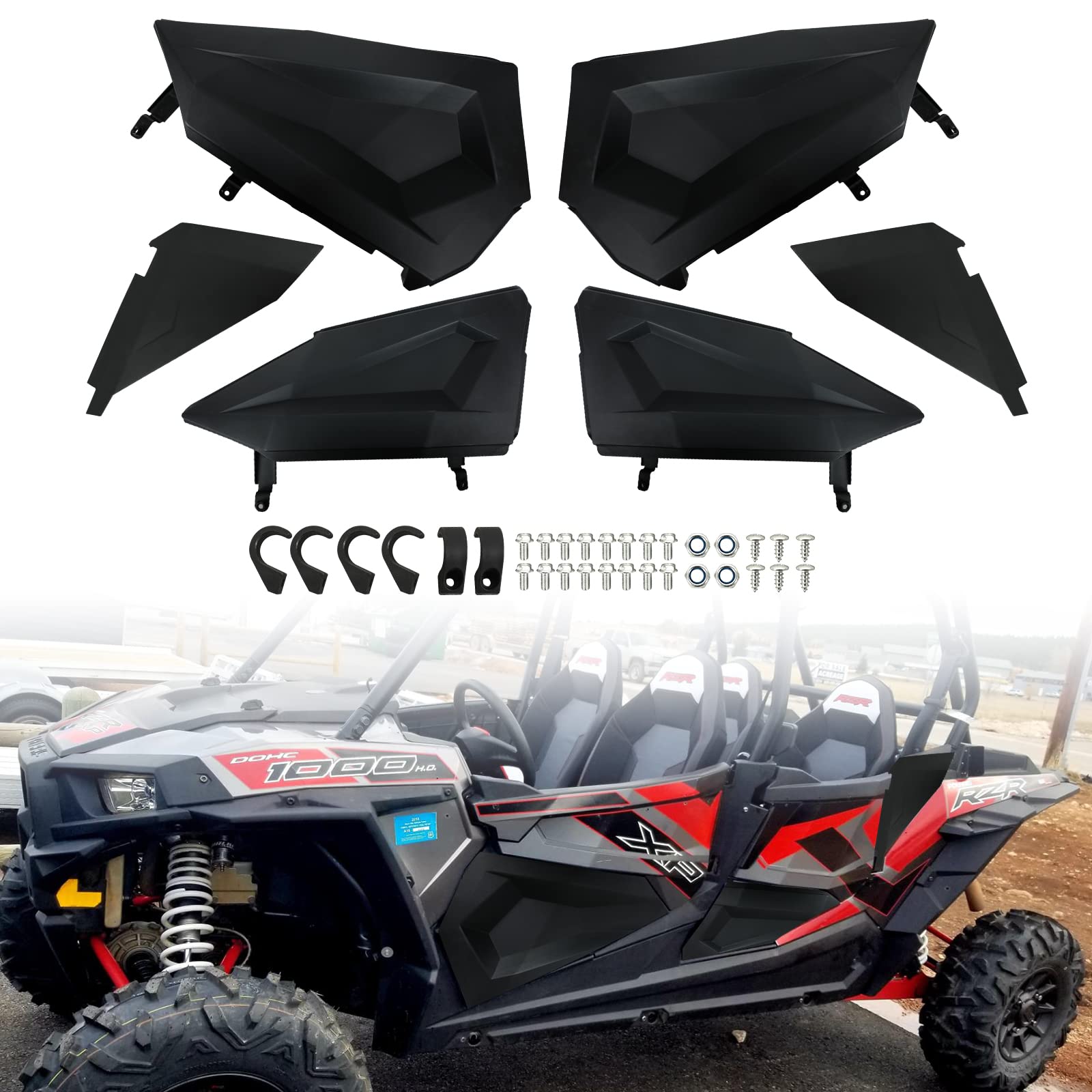 Lower RZR Door Panels Fit for 2014-2022 Polaris RZR XP 1000 2016-2022 Turbo 2015-2019 RZR 900 Inserts Aluminum Half Bottom Inserts Panel -4 Doors