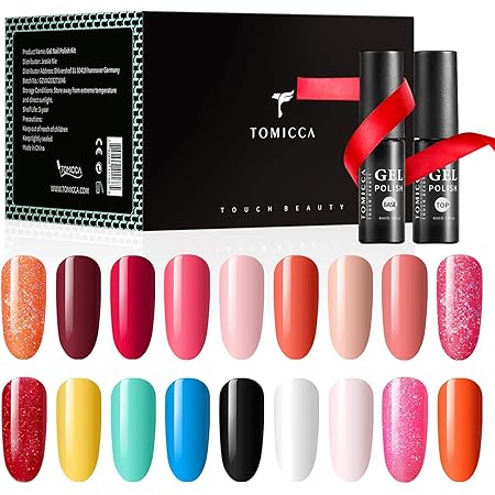 Amazon Tomicca ジェルネイル カラー 18色セット トップコートとベースコート付き 色持ち良い 初心者用カラージェルト Gp61 Tomicca ジェルネイル 通販