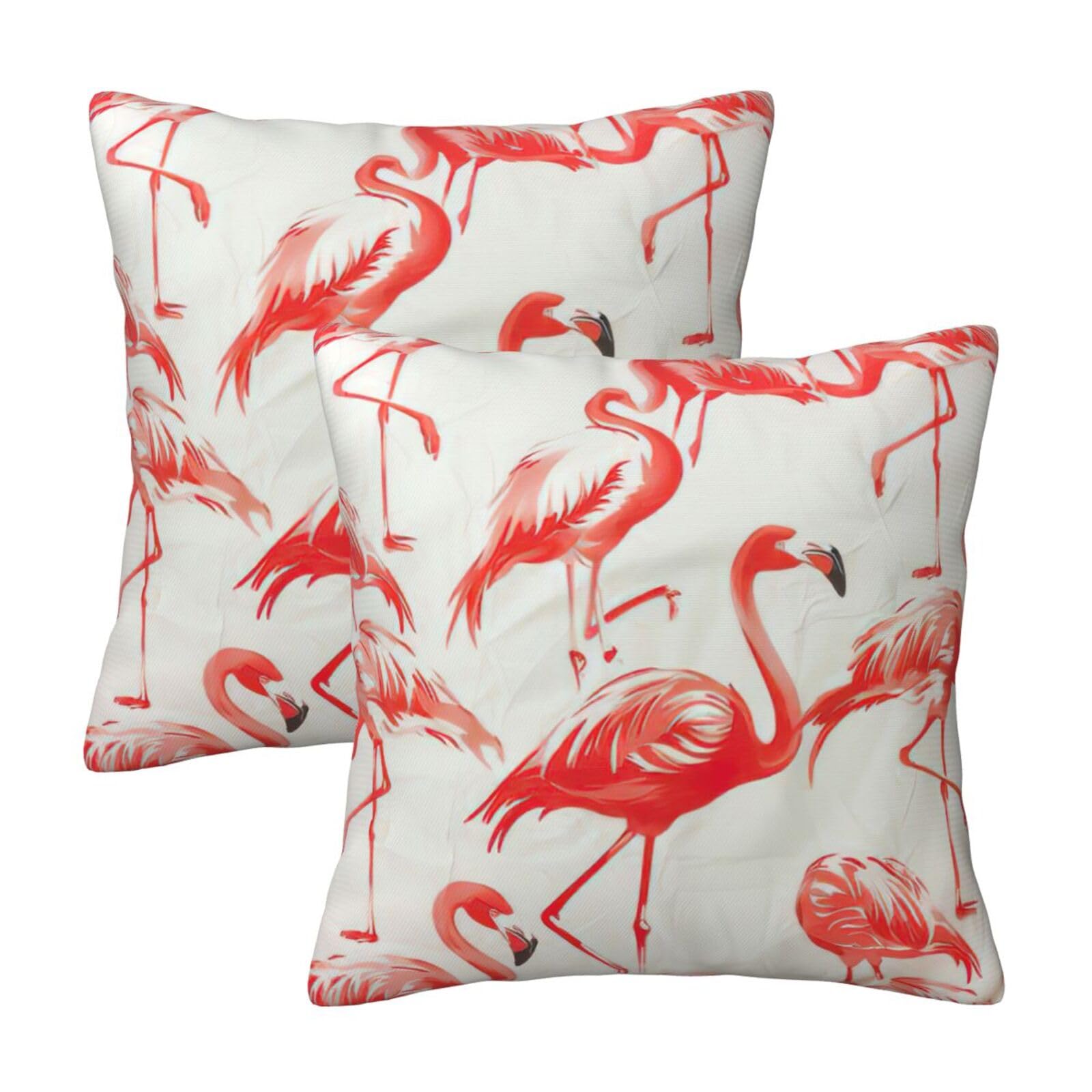 Kfjghhl Flamingos On White Throw Pillow Covers Decorative Farmhouse Couch Pillow Case 4 Sizes Square Cushion Pillcase
