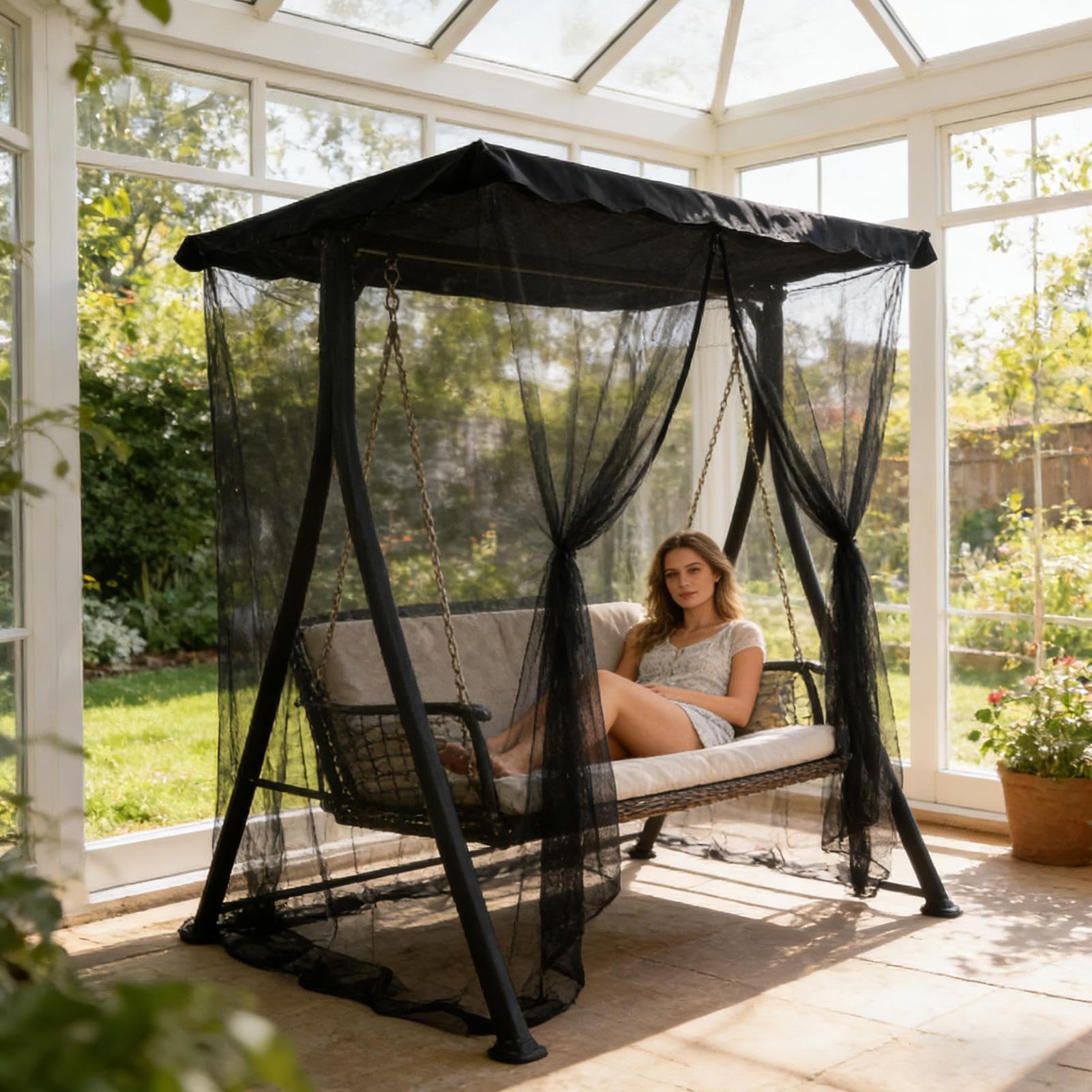 Zanzariera da Patio Tenda Portatile Traspirante Impermeabile con Cerniera | Tenda Zanzariera per Altalena Rete protettiva per balcone, , terrazzo, cortile
