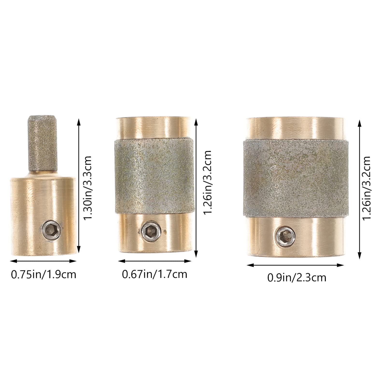 Mikikit Glass Grinding Tool Set 3 Sizes Mini Glass Grinder Copper Core Diamond Head Burr Grinder