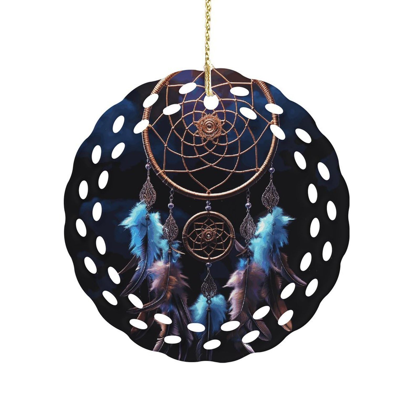 Fodpand Women's Style Dream Catcher Ceramic Ornament For Home Decor 3.2" Round Tree Decoration Christmas Ornaments For Men Double-Sided Design